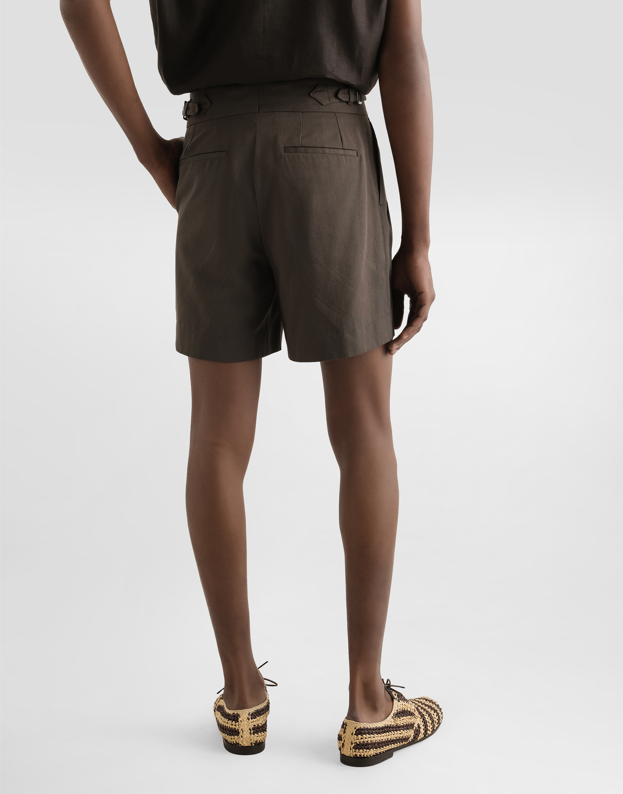 Dolce & Gabbana Cotton Gabardine Shorts With Double Darts In Brown