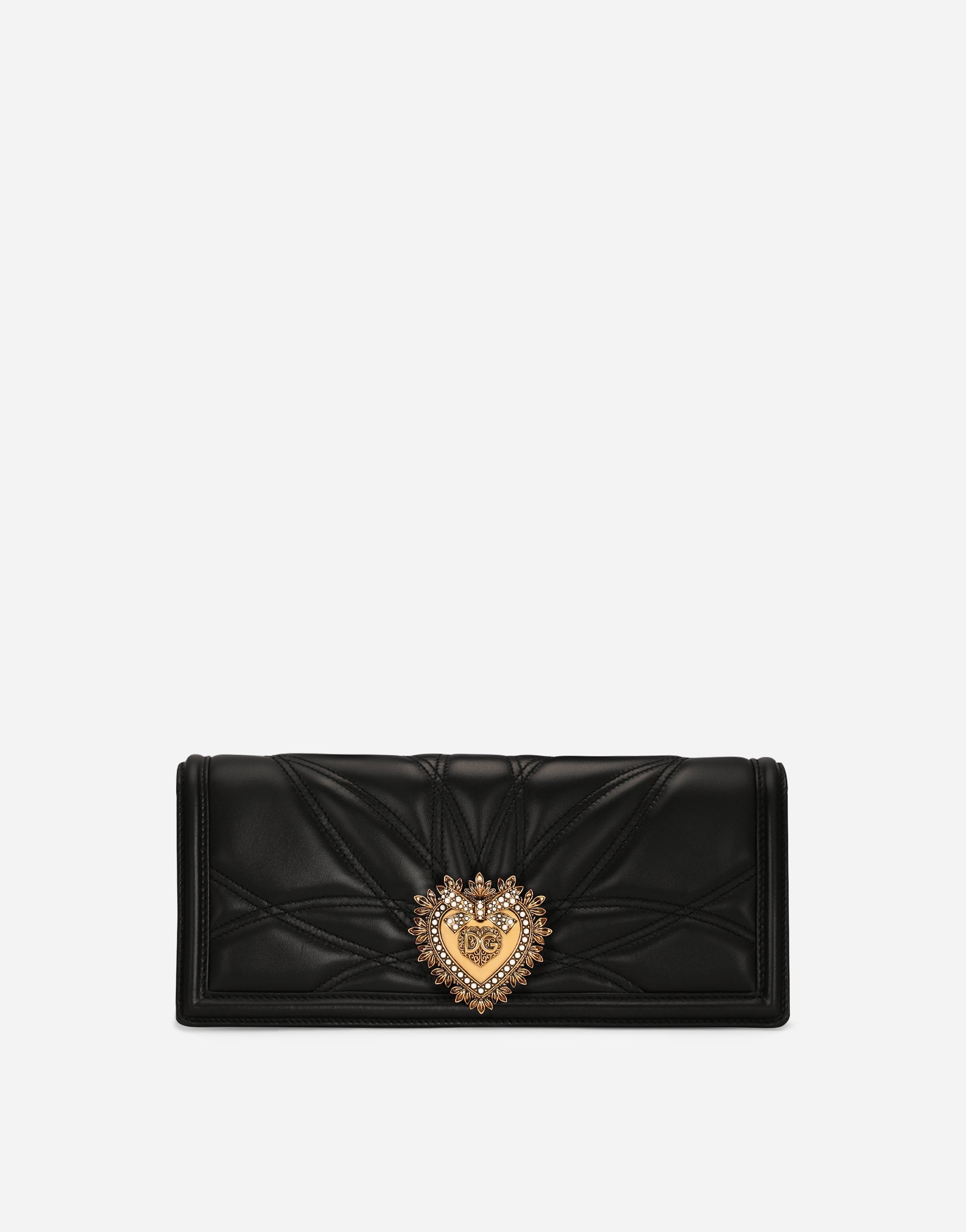 Dolce & Gabbana Quilted Nappa Leather Devotion Baguette Bag In Black