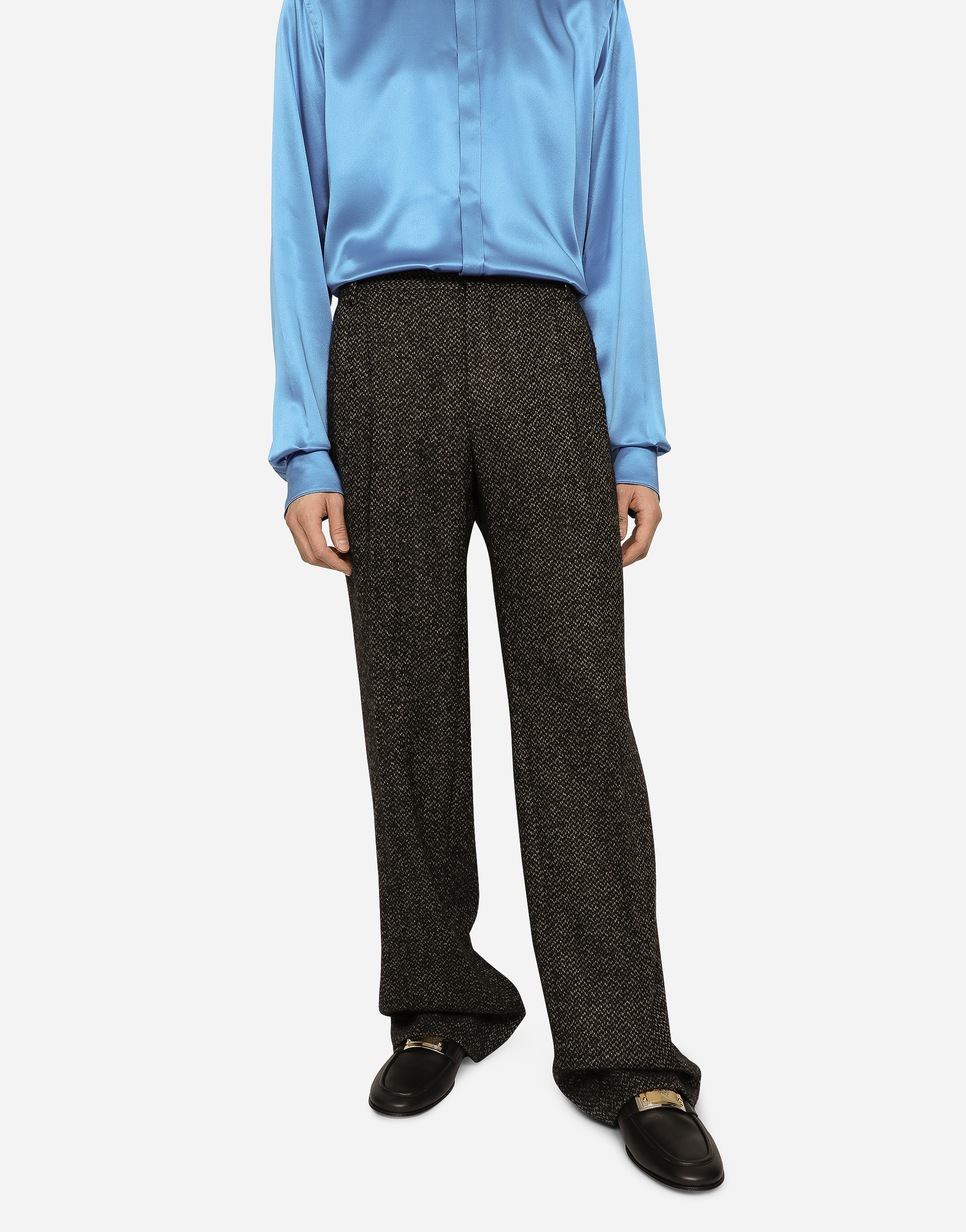 Shop Dolce & Gabbana Stretch Alpaca And Wool Straight-leg Pants In Multicolor