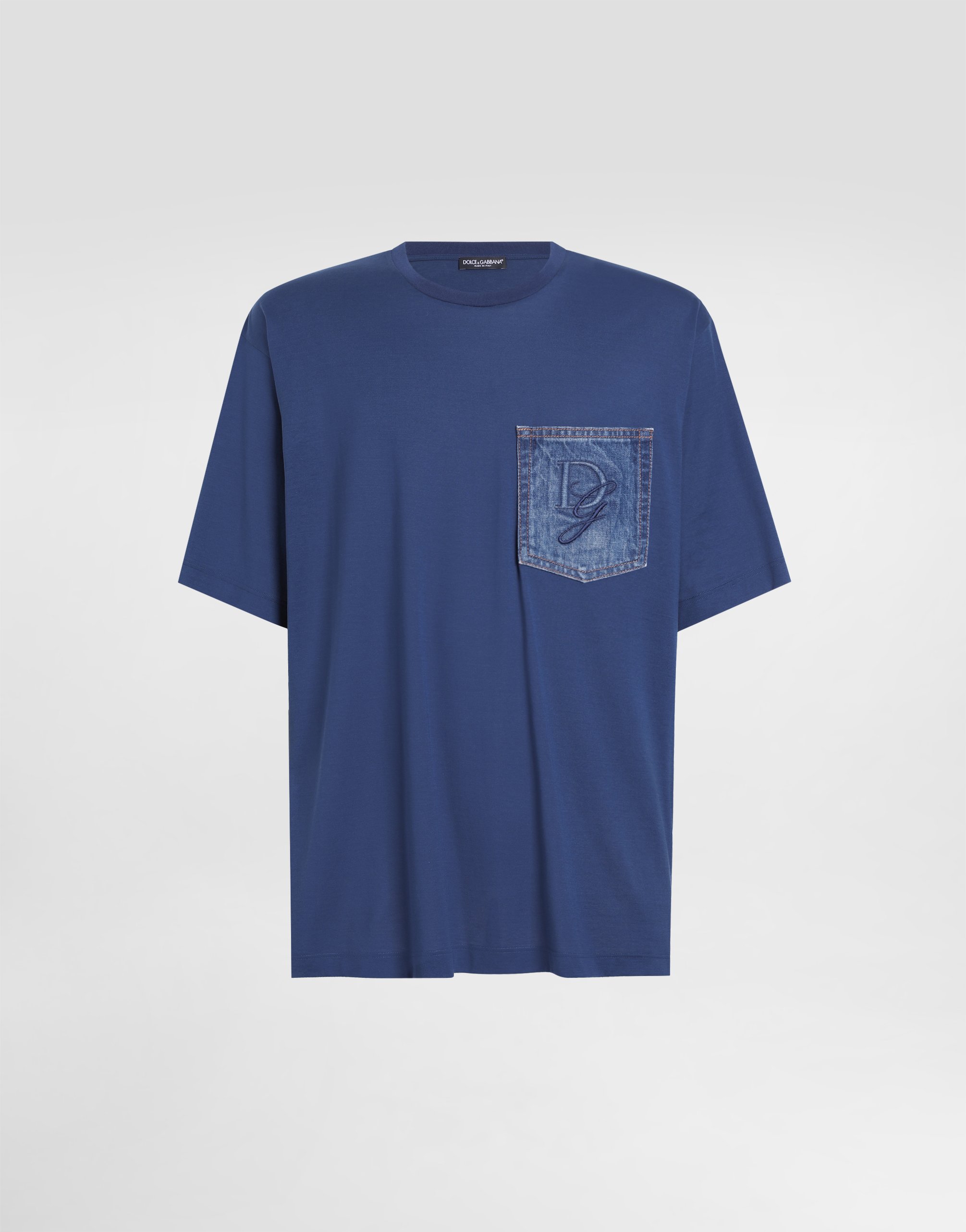 Cotton T-shirt with breast pocket and logo embroidery in
