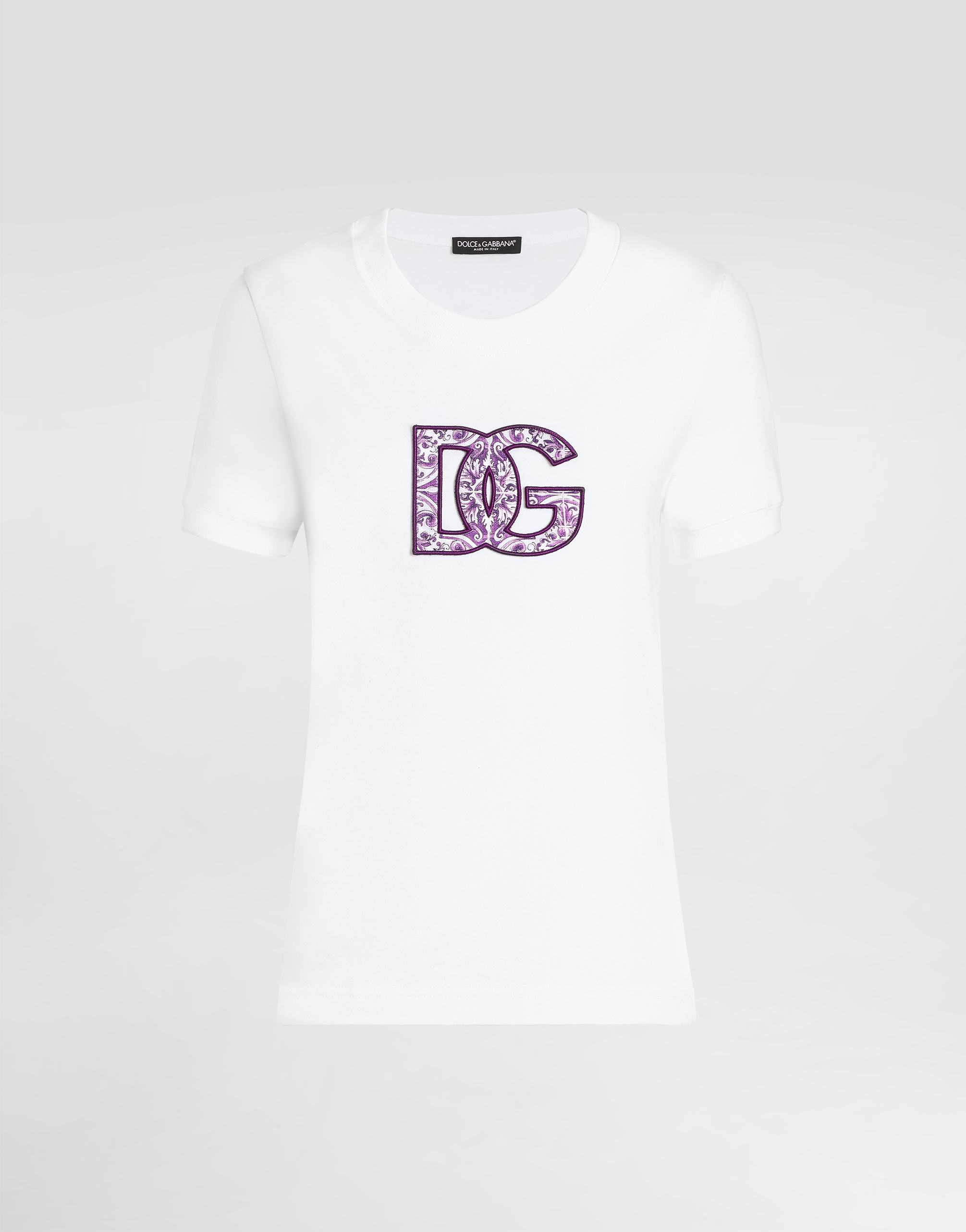 Dolce & Gabbana Majolica Print Dg Logo T-shirt In White