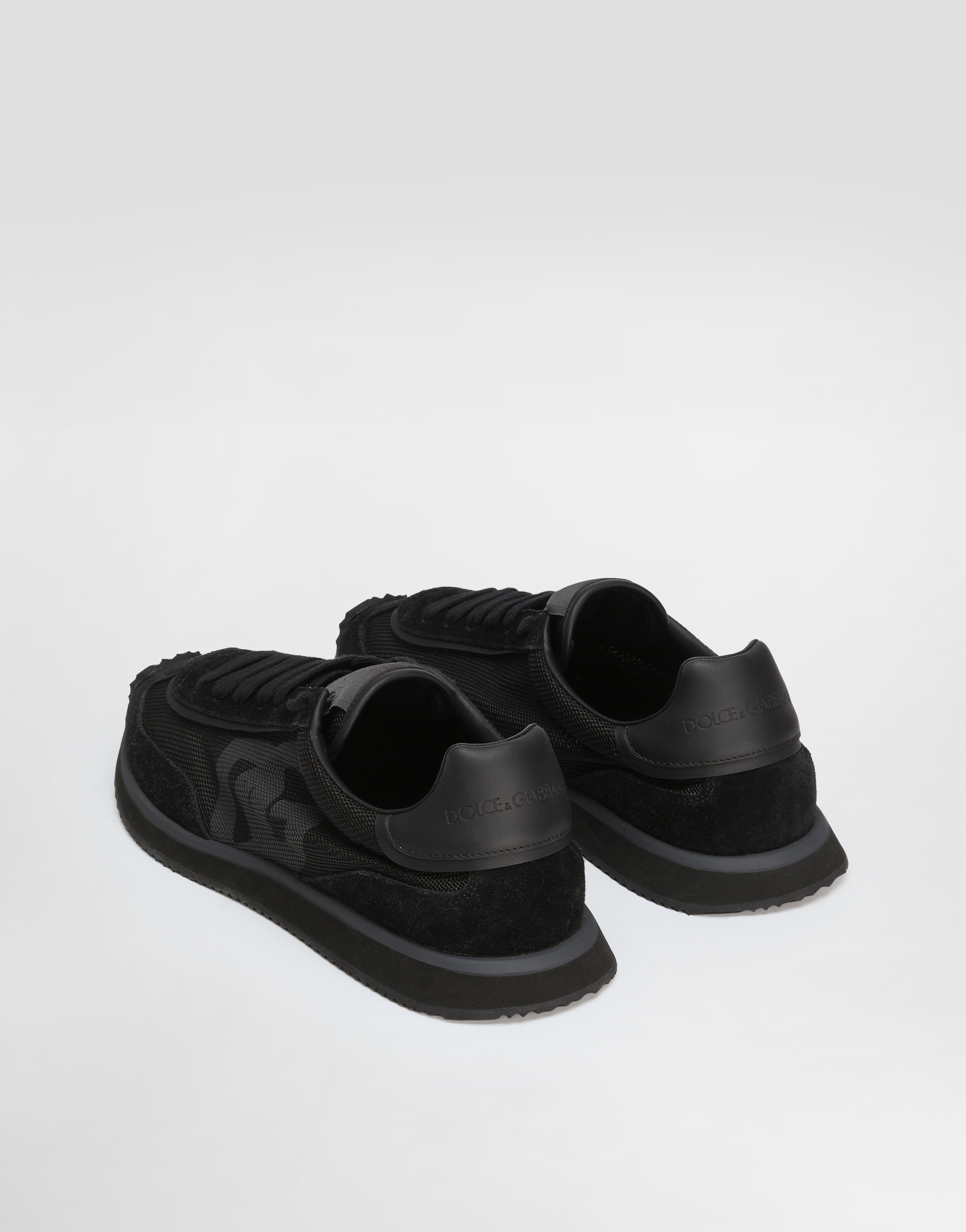 Dolce & Gabbana Low Top Sneakers Featuring Suede Accents In Nero/nero