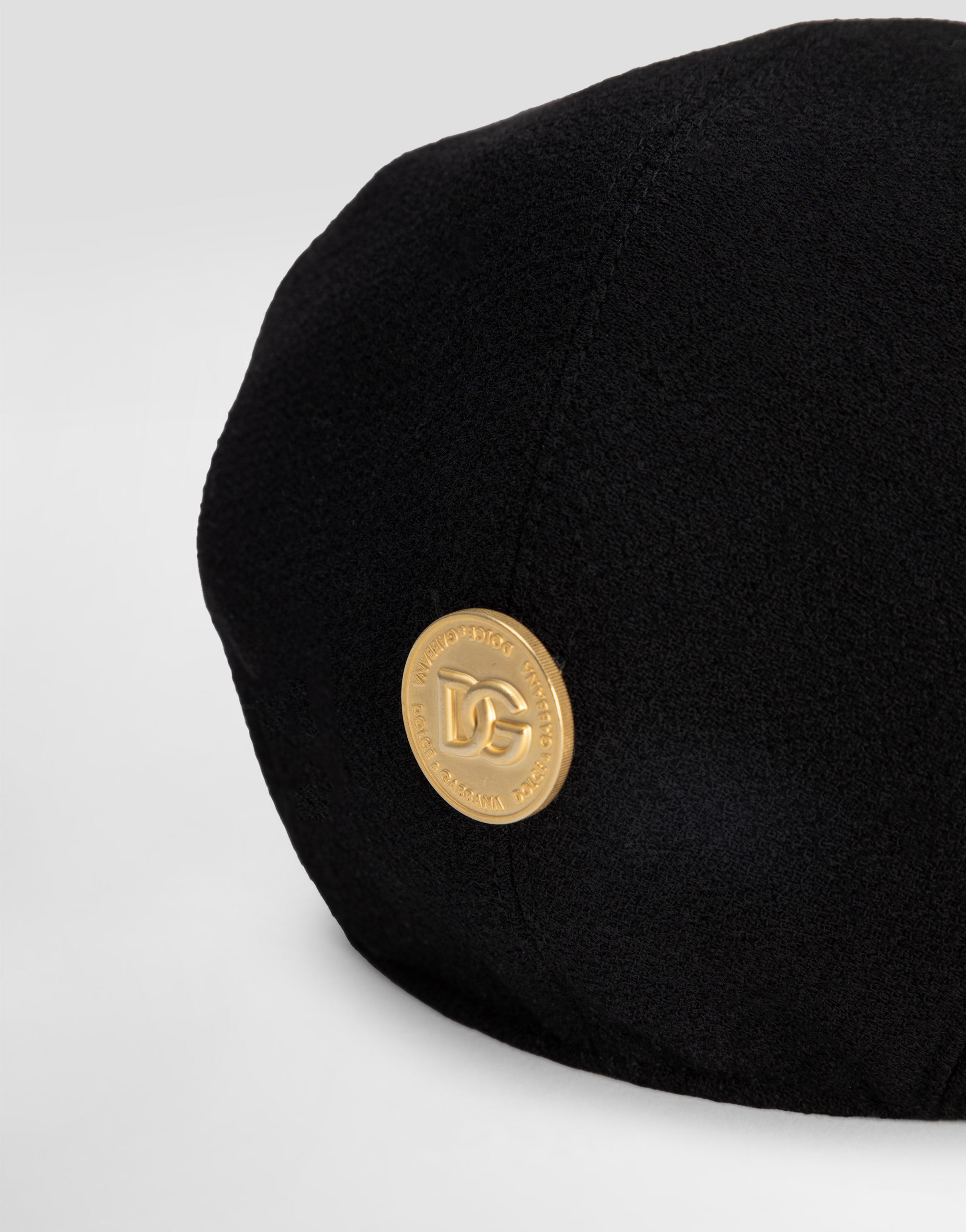 Dolce & Gabbana Wool Crepe Cap With Dg Coin In Black