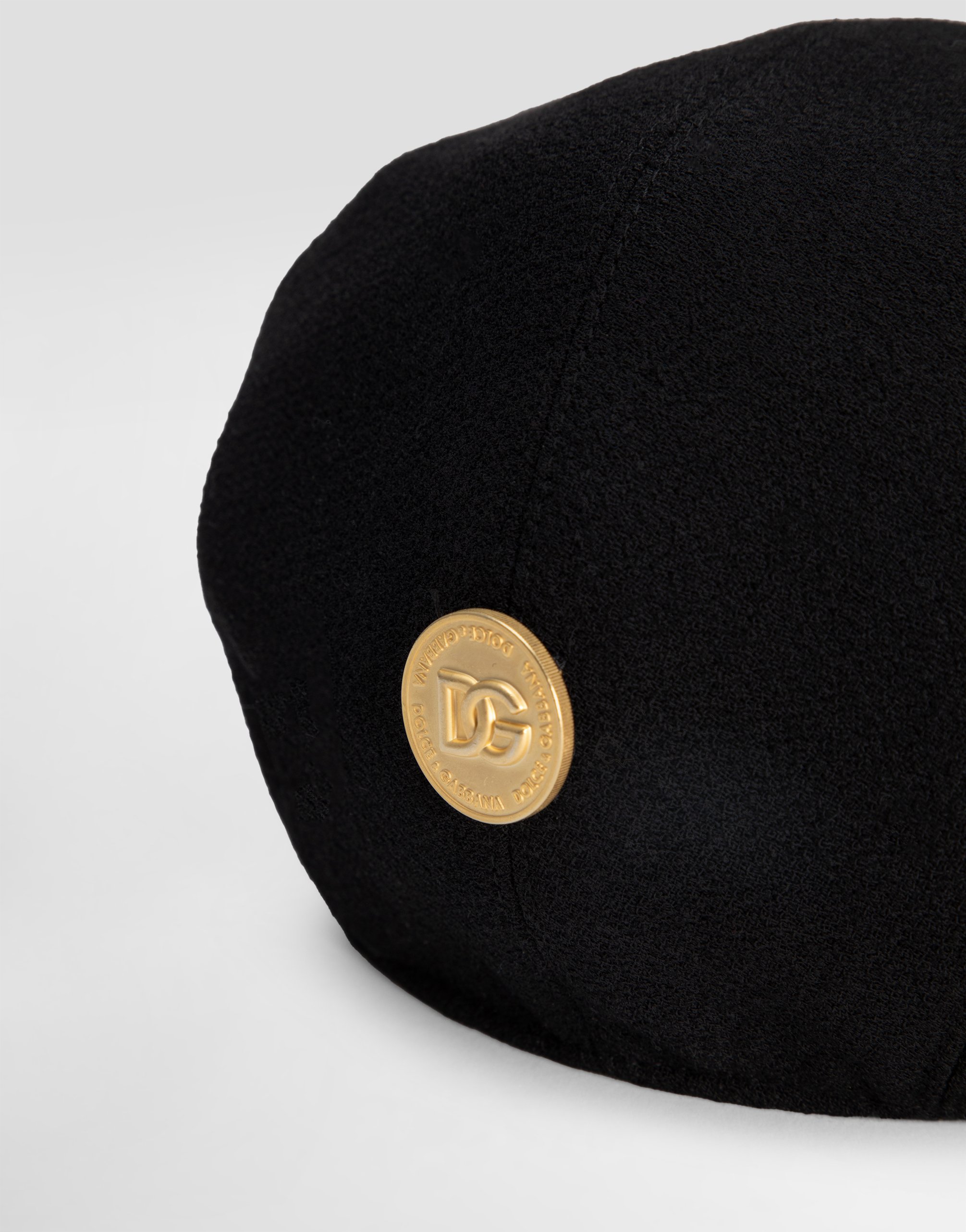 Dolce & Gabbana Wool Crepe Cap With Dg Coin In Black