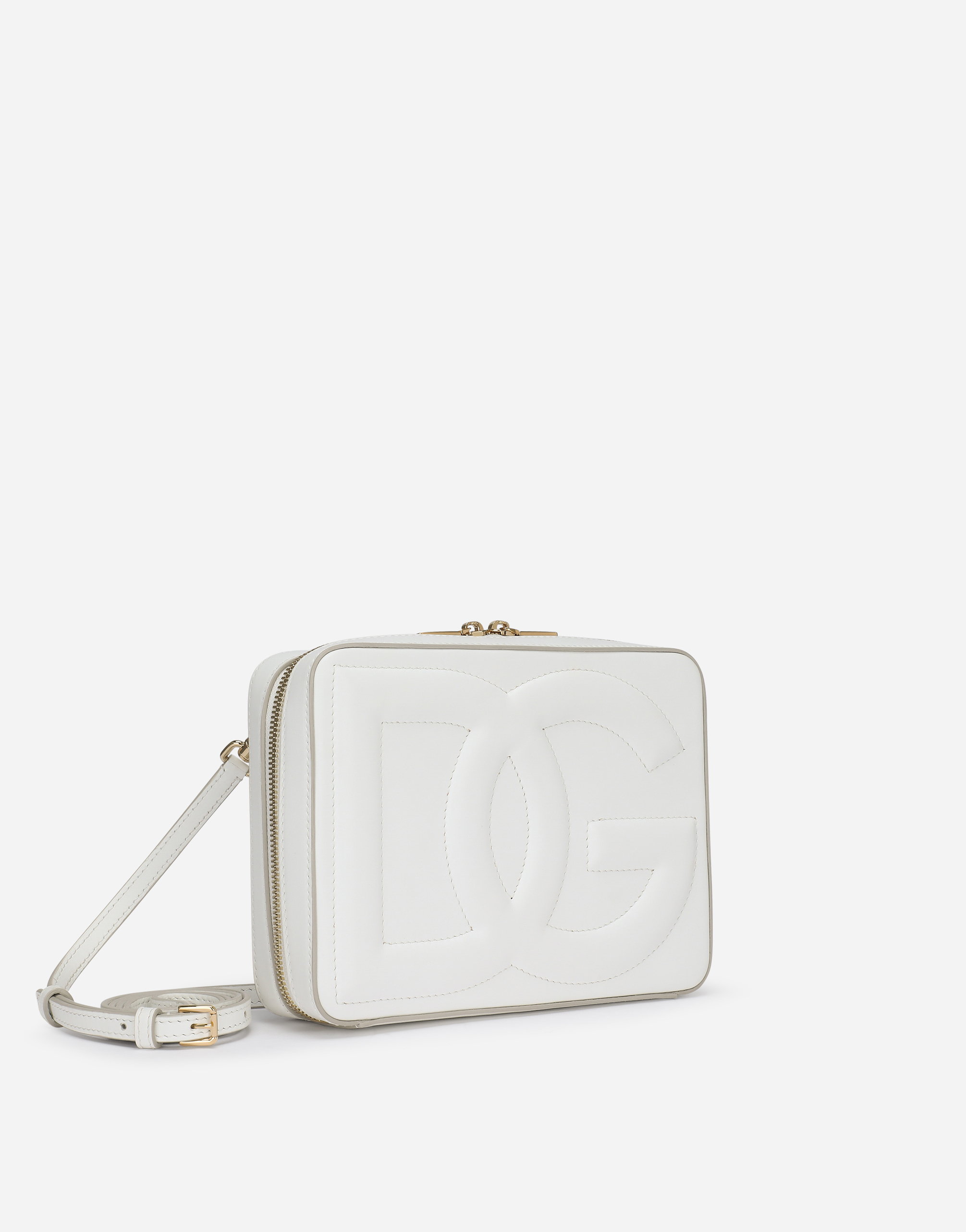 Shop Dolce & Gabbana Medium Calfskin Camera Bag With Logo In White