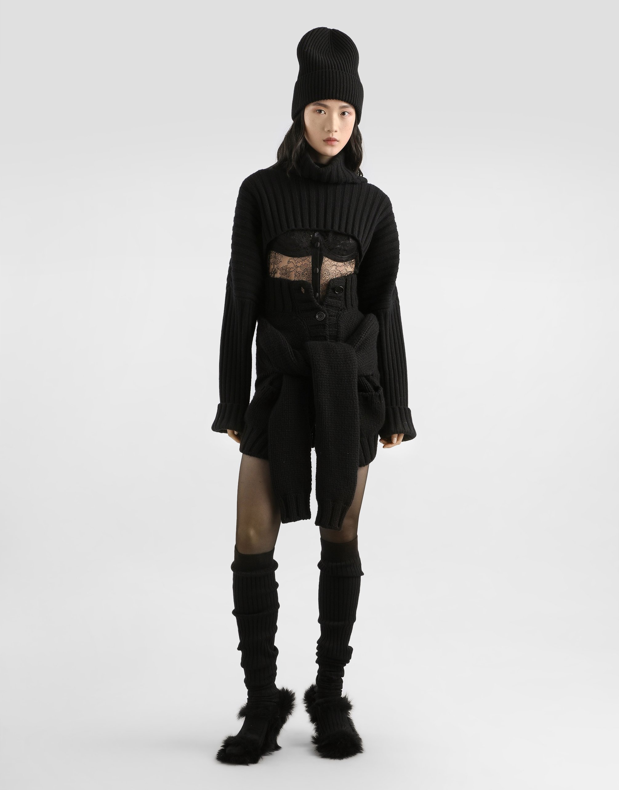 Dolce & Gabbana Virginwool And Cashmere Cardigan In Black