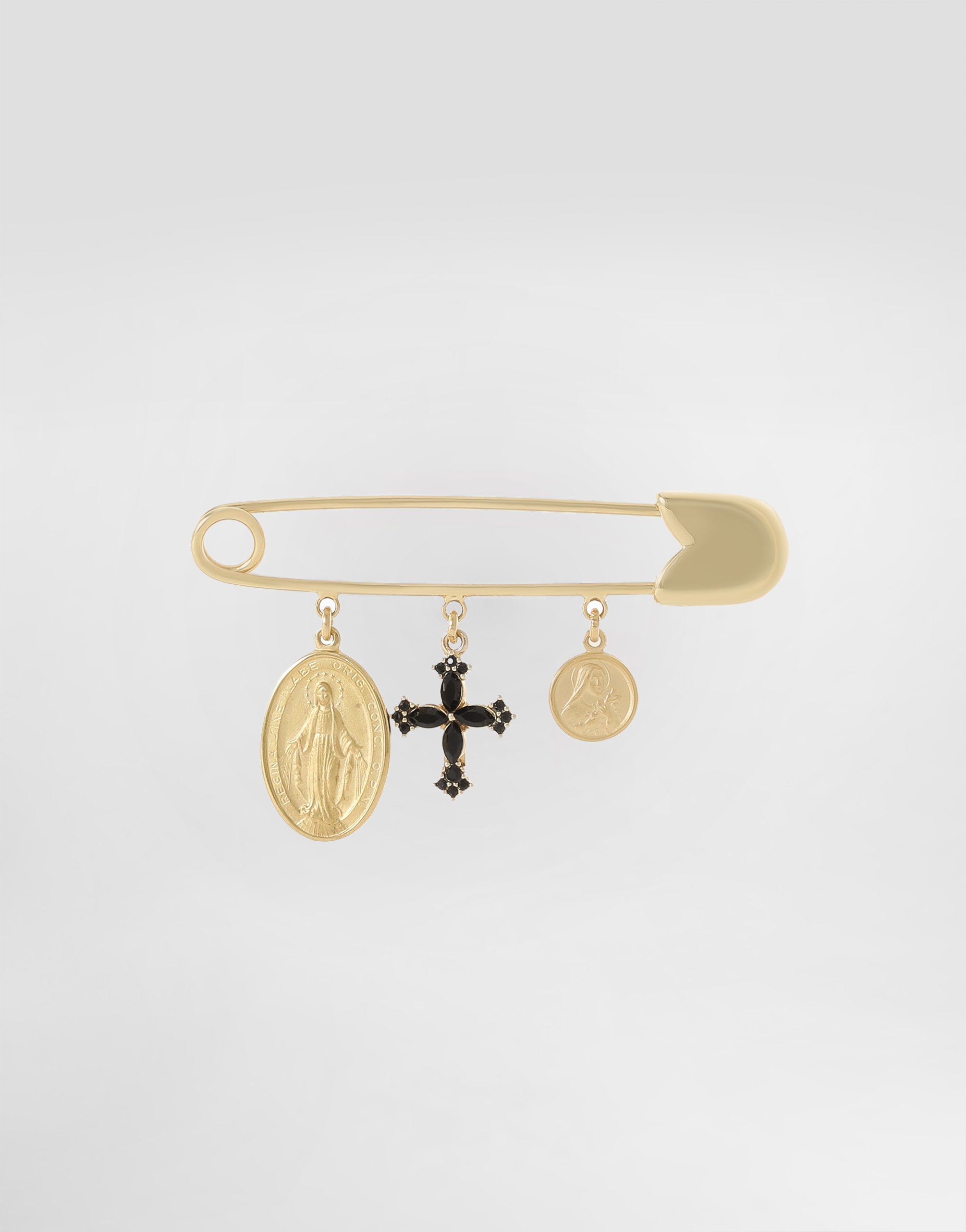 Dolce & Gabbana Safety Brooch With Cross And Medals In Gold