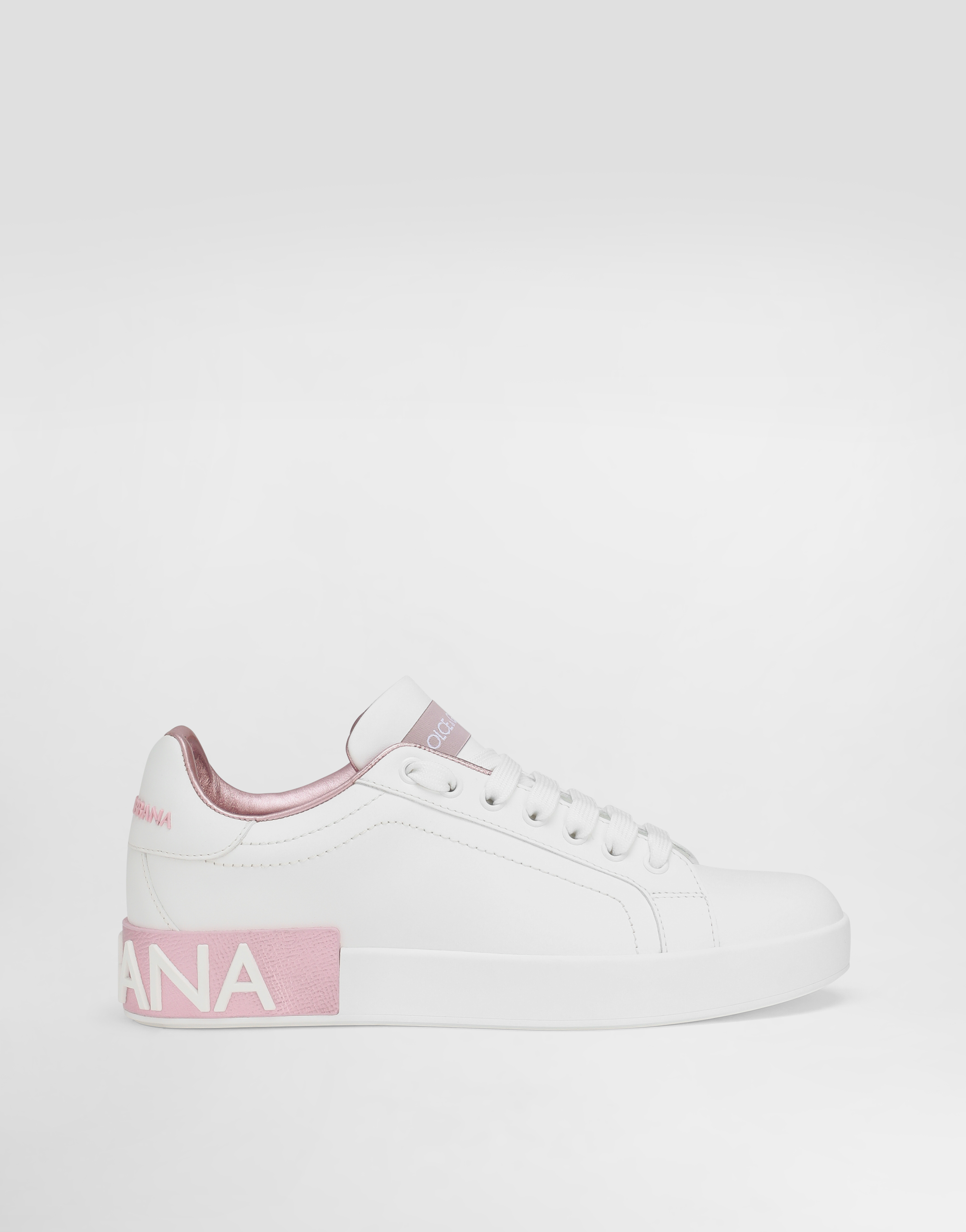 Dolce & Gabbana Nappa Leather Portofino Sneakers - Woman Sneakers Pink Leather