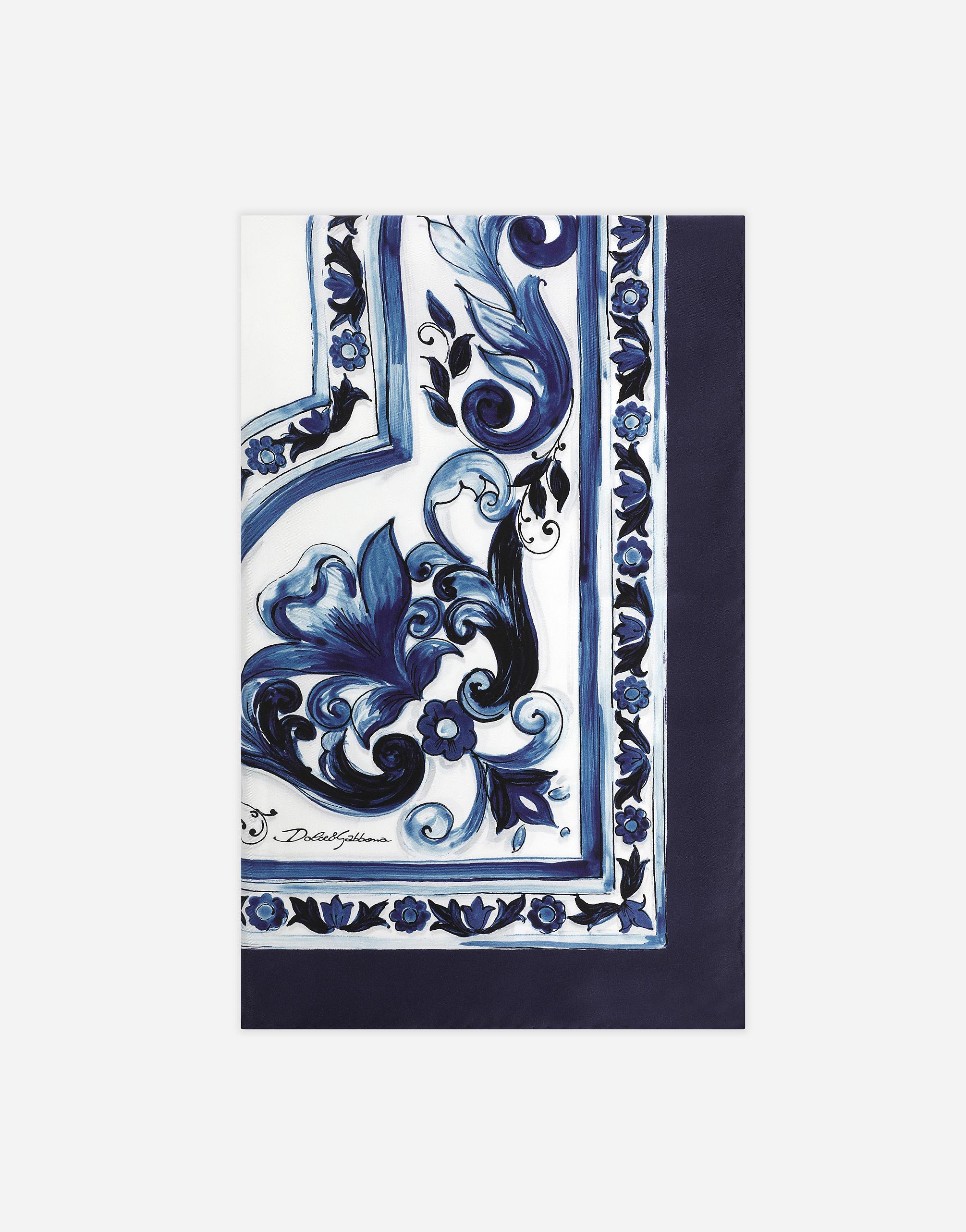Dolce & Gabbana Large Majolica-print Silk Twill Scarf (140x140) - Woman Scarves And Silks Fuchsia Silk Onesize