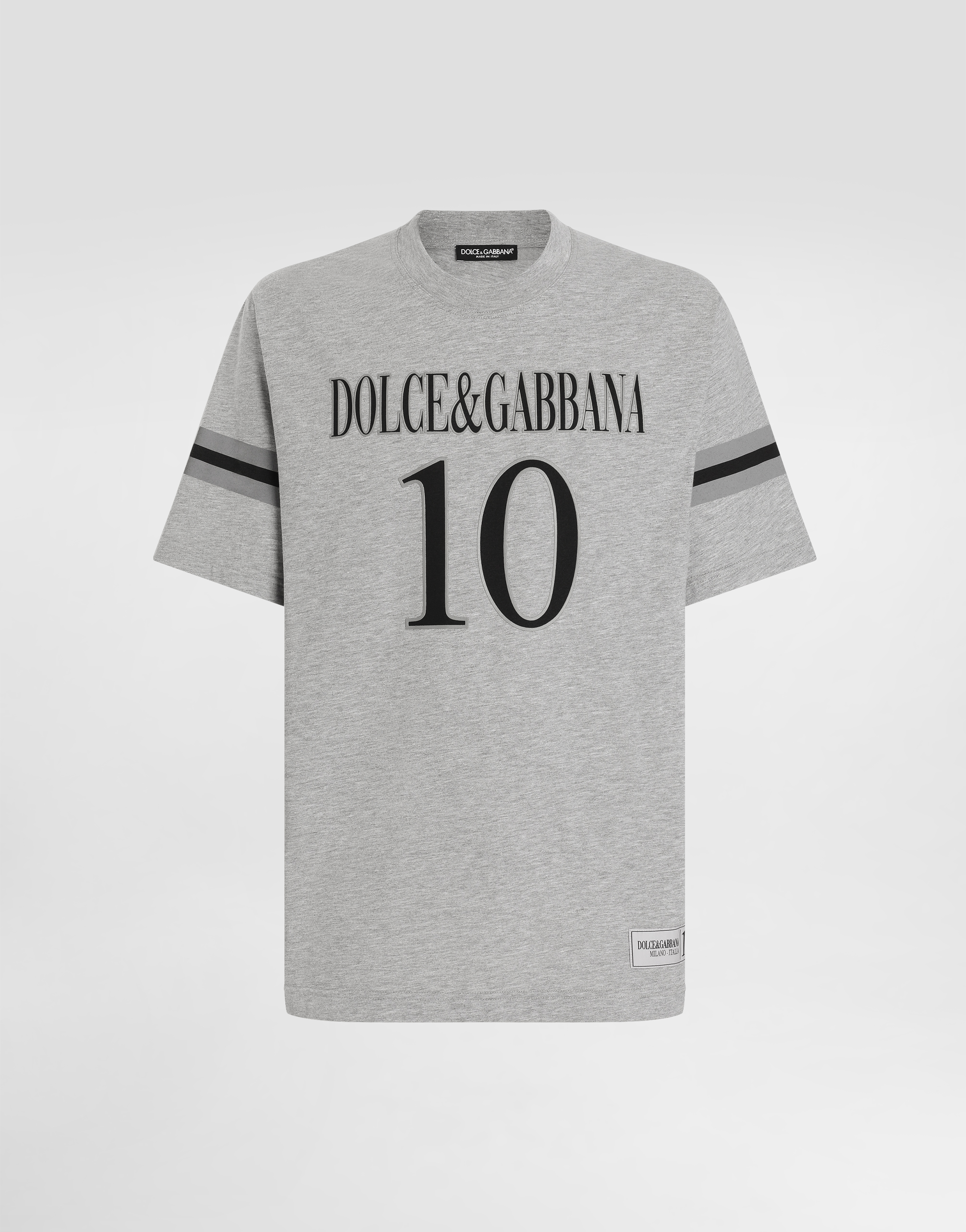 Cotton T-shirt with logo in Grey for Men | Dolce&Gabbana®