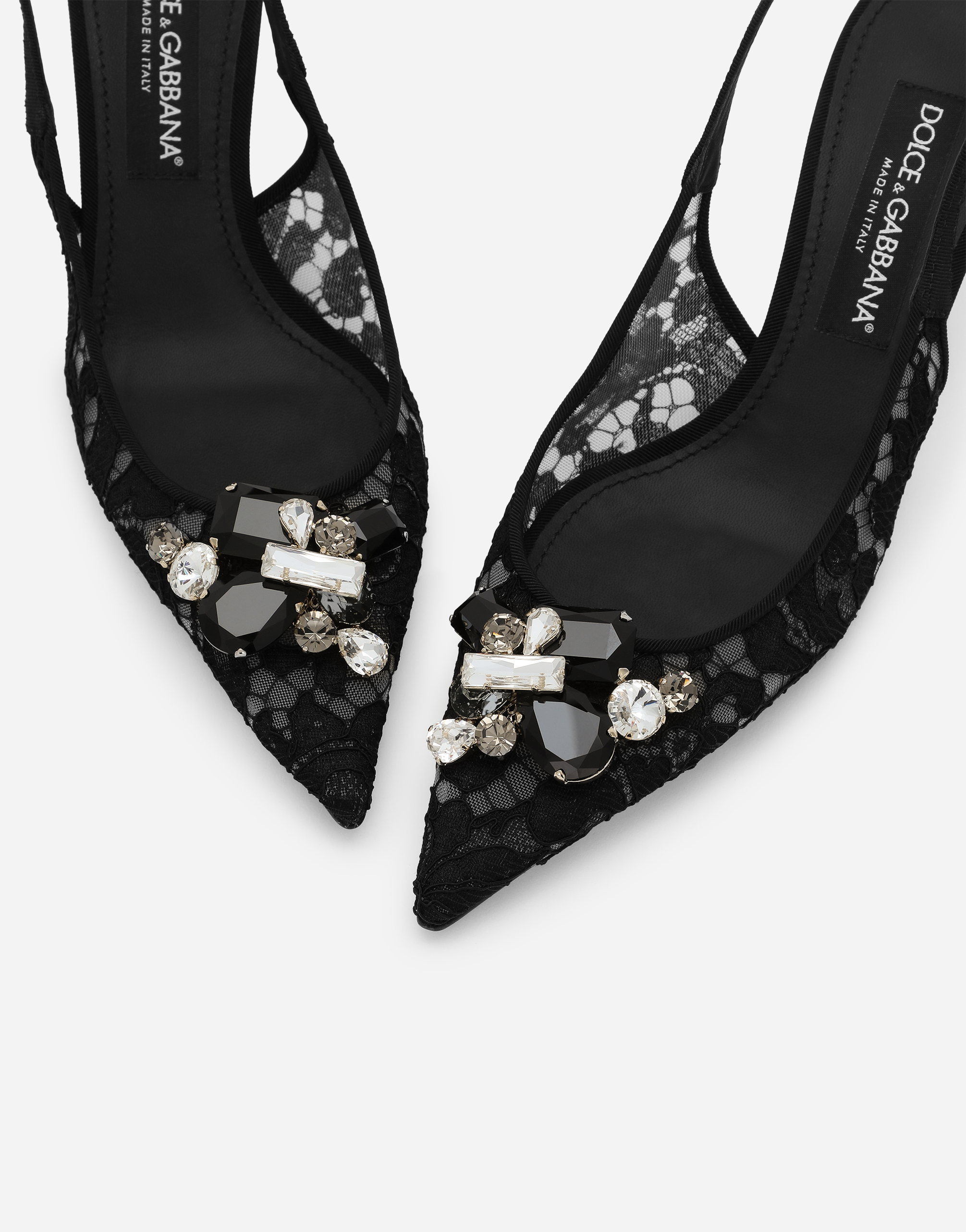 Shop Dolce & Gabbana Rainbow Lace Slingbacks In Lurex Lace In Black