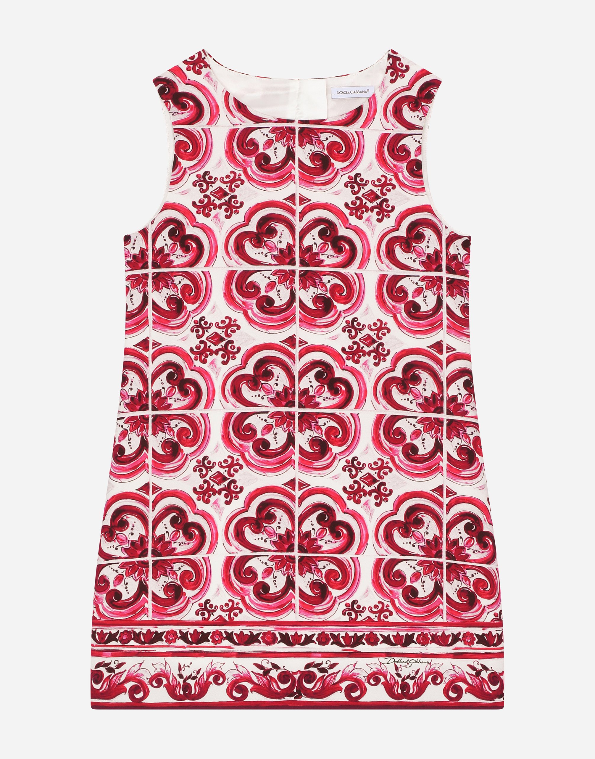 Shop Dolce & Gabbana Short Majolica-print Cady Dress In Multicolor