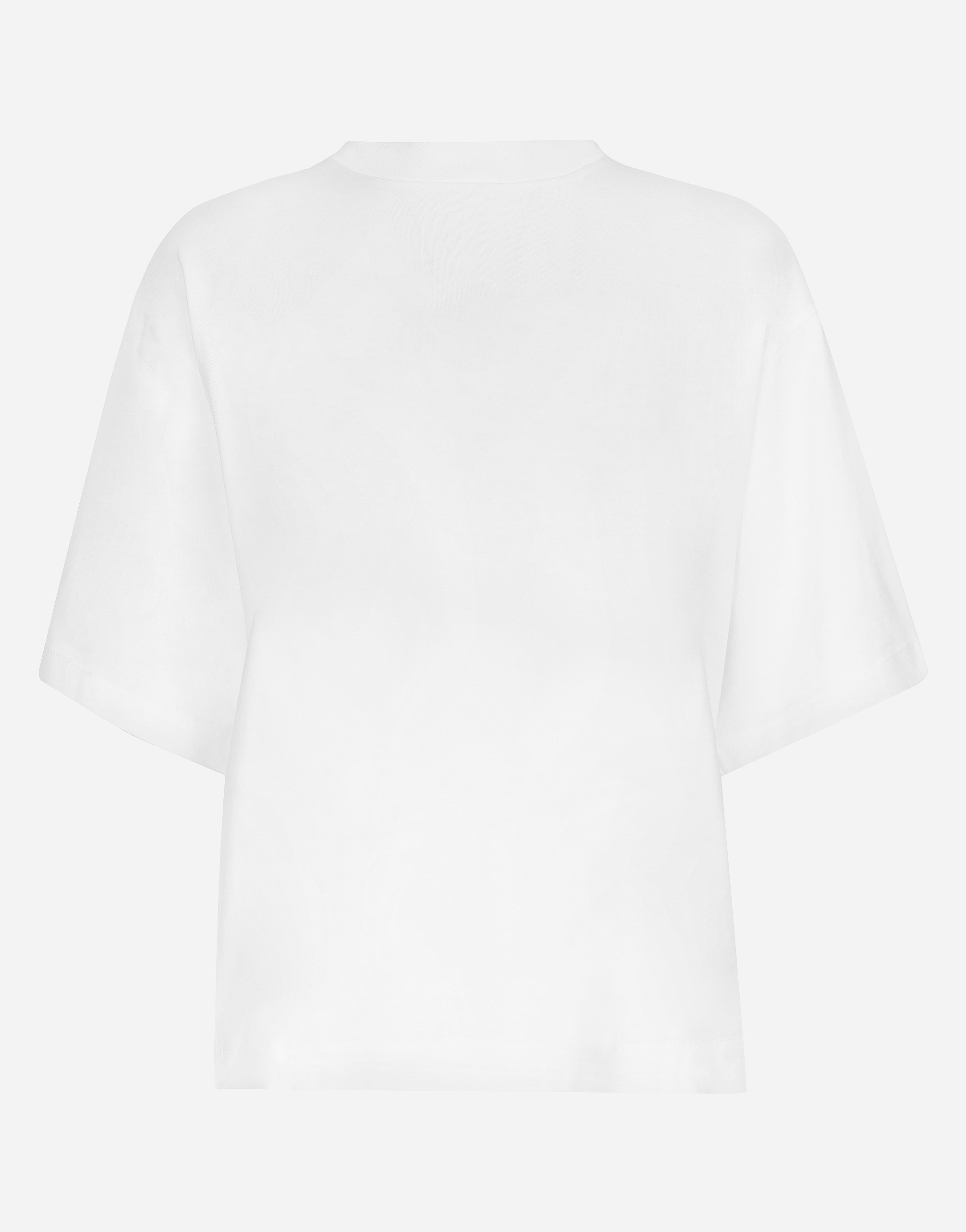 Shop Dolce & Gabbana Short-sleeved Cotton T-shirt With Dolce&gabbana Lettering In White
