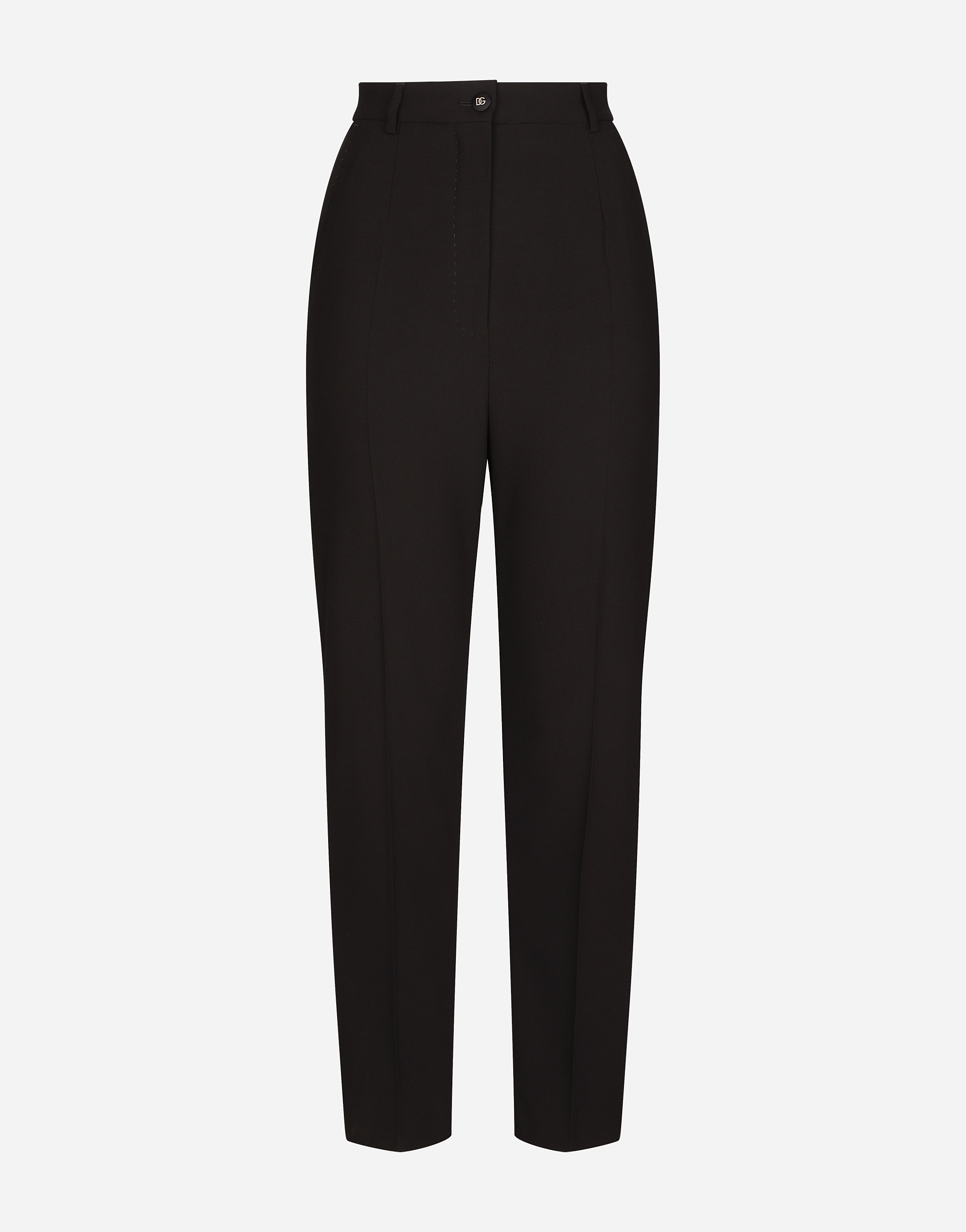 Dolce & Gabbana Wool Trousers With Duchesse Tuxedo Band In Black