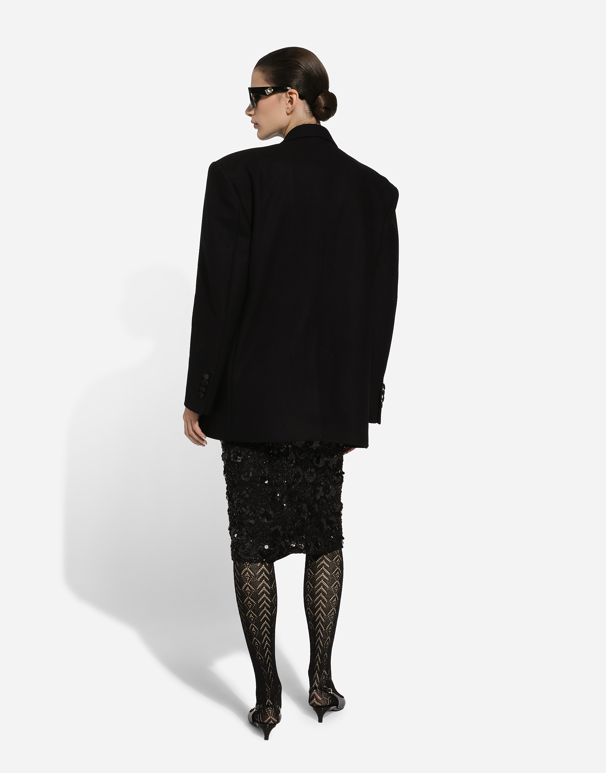Dolce & Gabbana Lace Midi Skirt With Sequins In ブラック