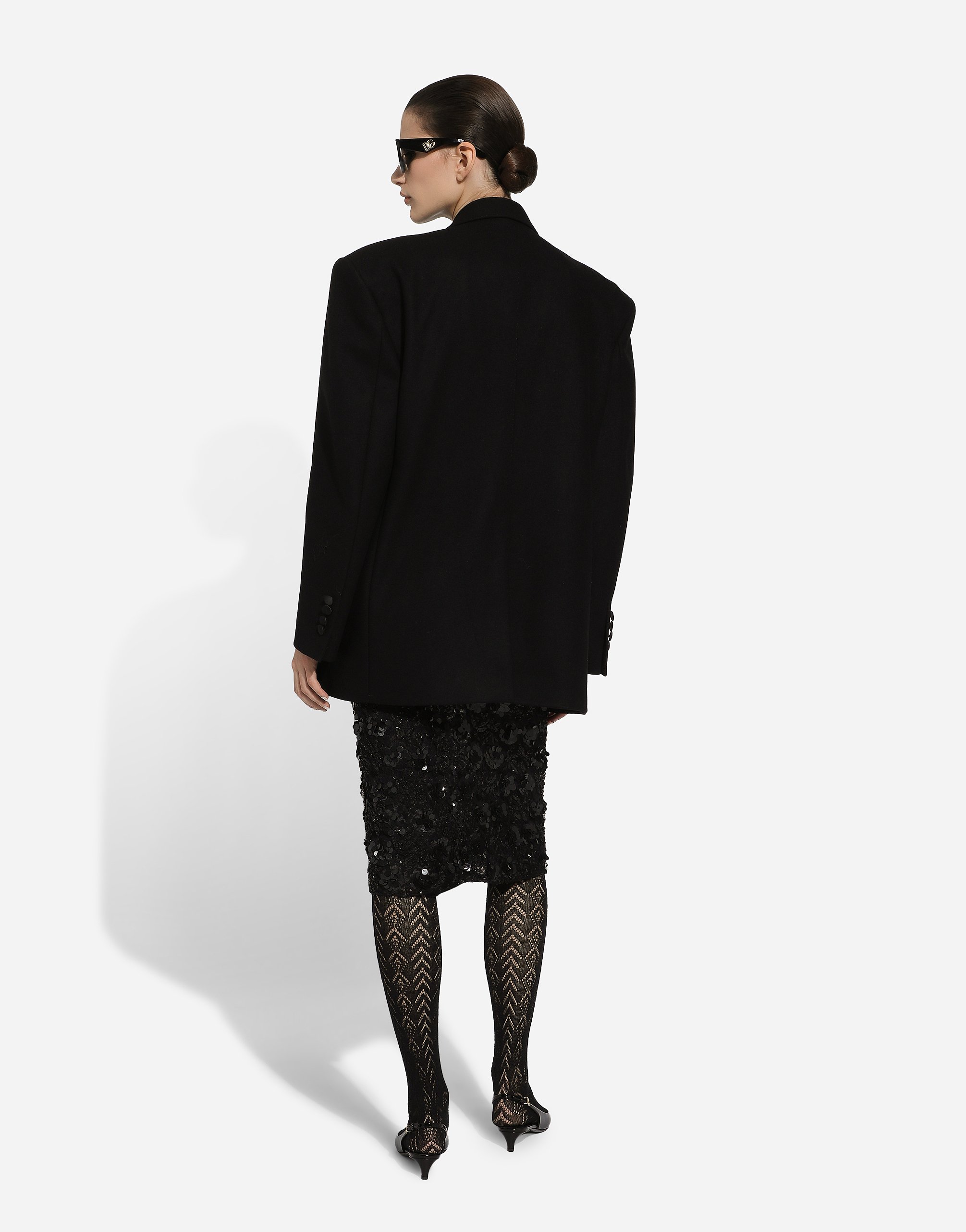 Dolce & Gabbana Lace Midi Skirt With Sequins In ブラック