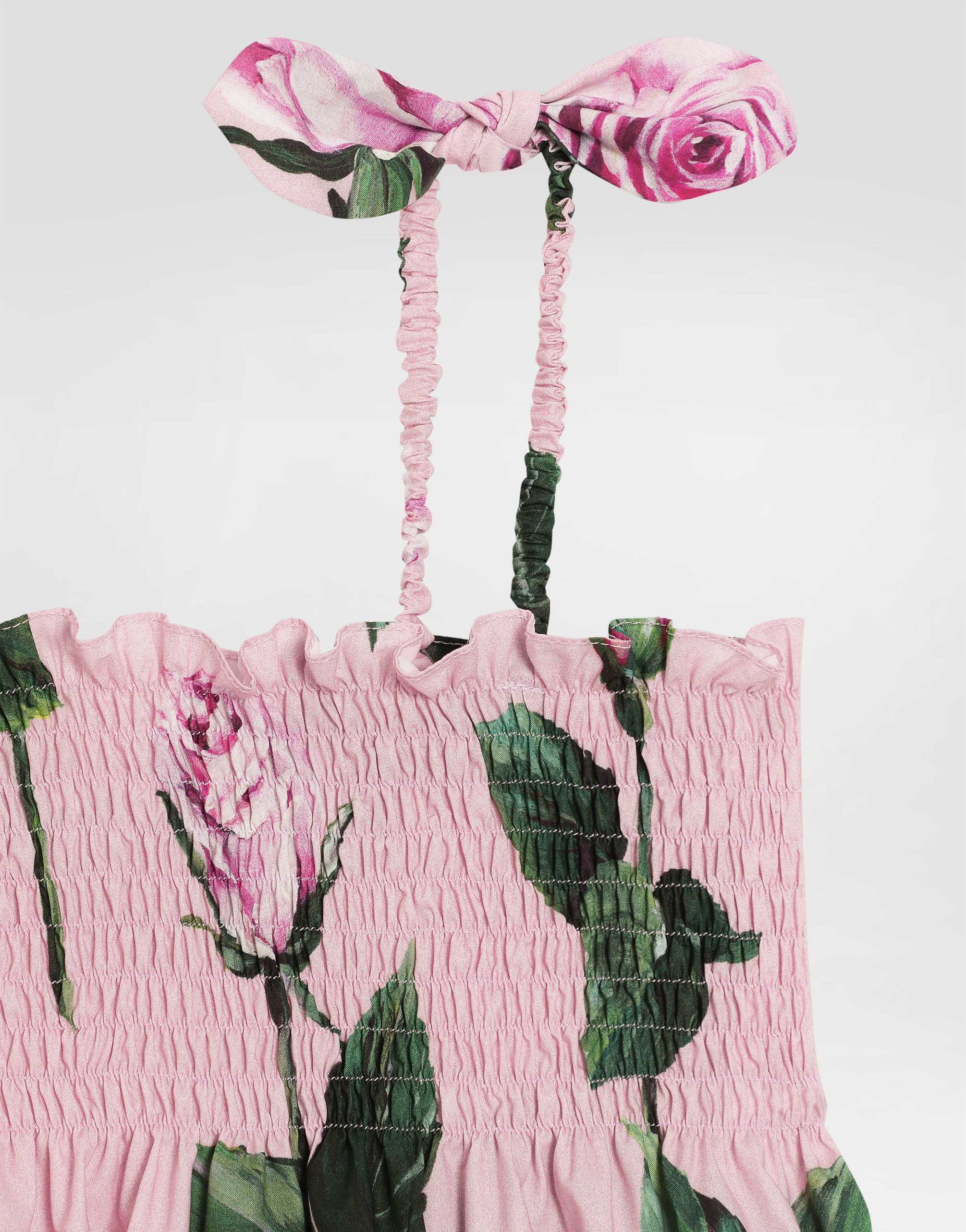 Rose-print poplin dress
