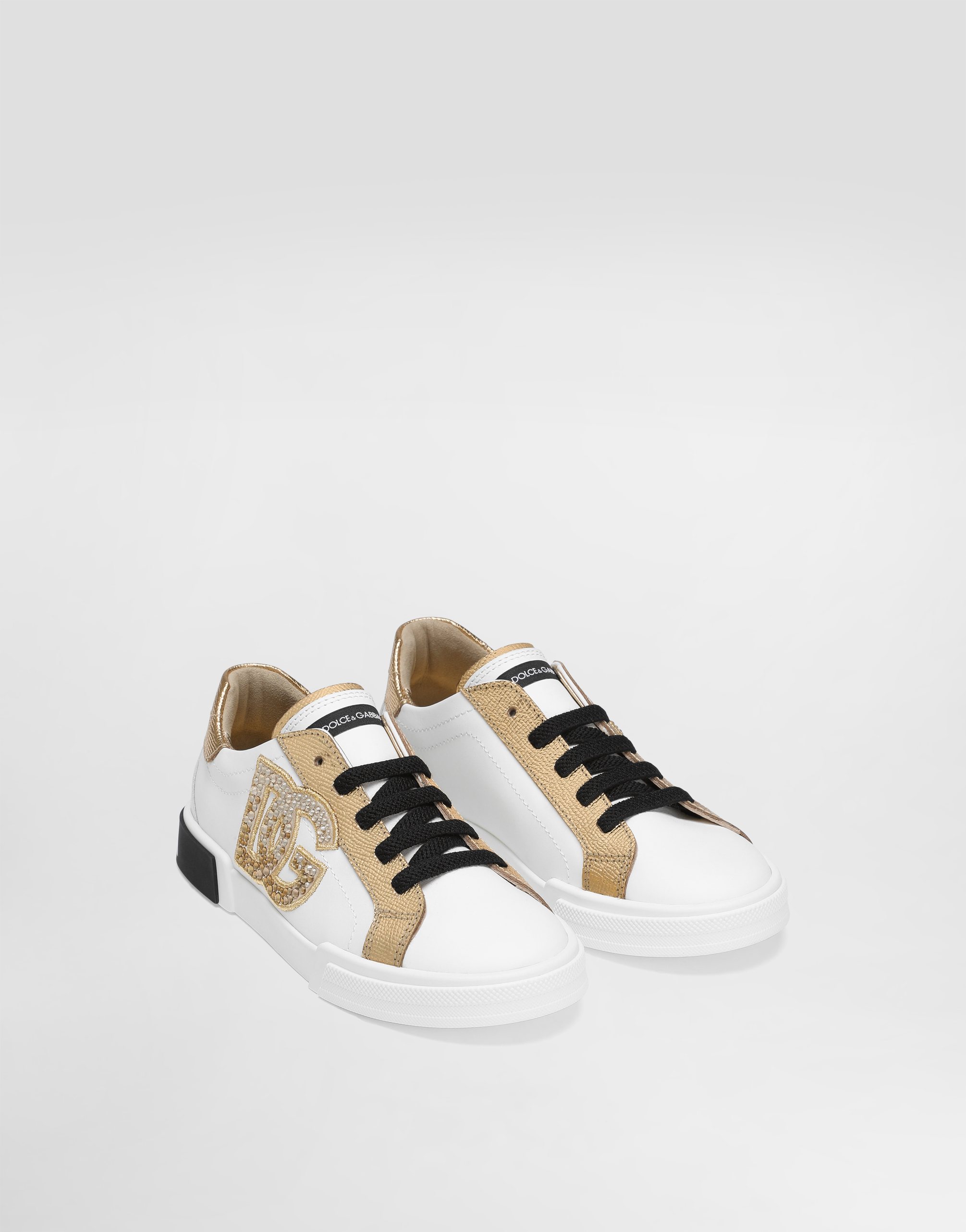  Dolce & Gabbana Sneakers In Nappa Calfskin And Laminated Dauphine Leather - Frau Schuhe (27-40) Wei� Leder 28 