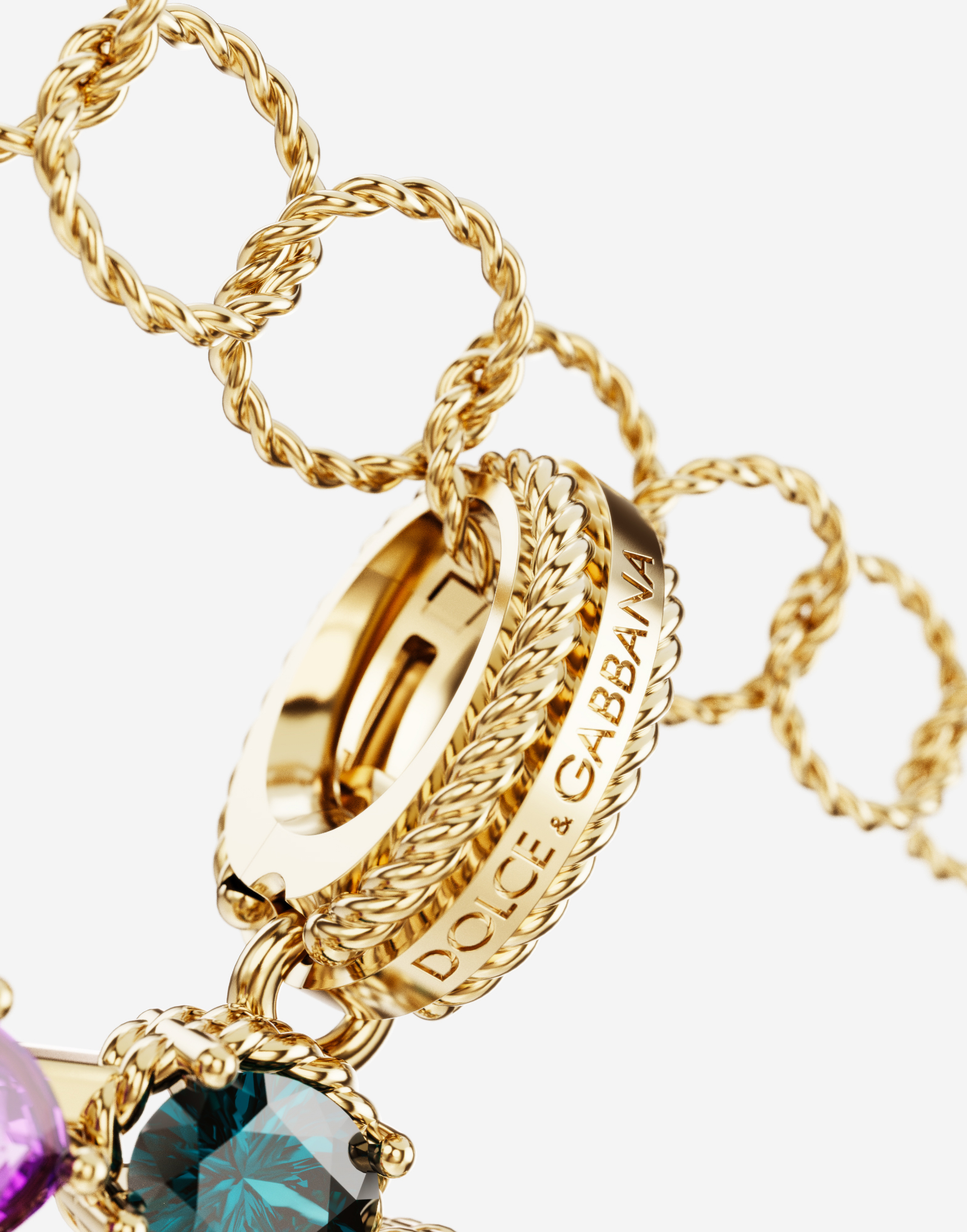 Dolce & Gabbana Rainbow Alphabet G 18 Kt Yellow Gold Charm With Multicolor Fine Gems Gold Female Onesize In Gold