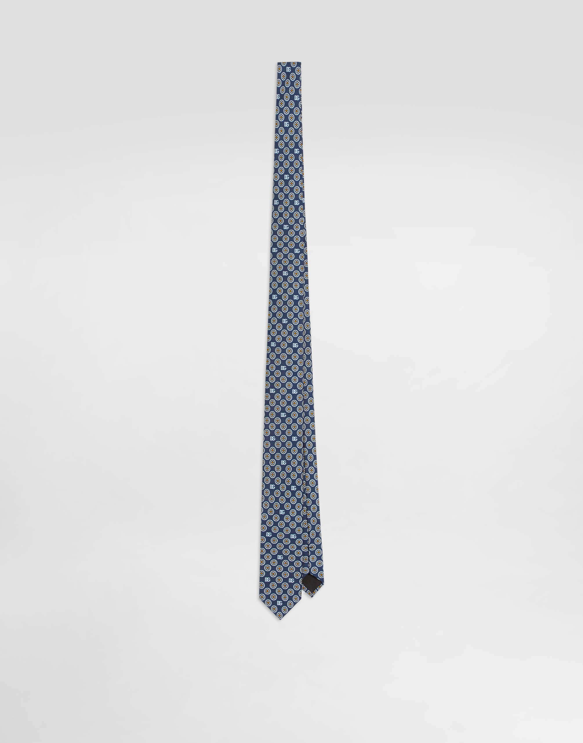 Martini tie with jacquard micro-designs and logo