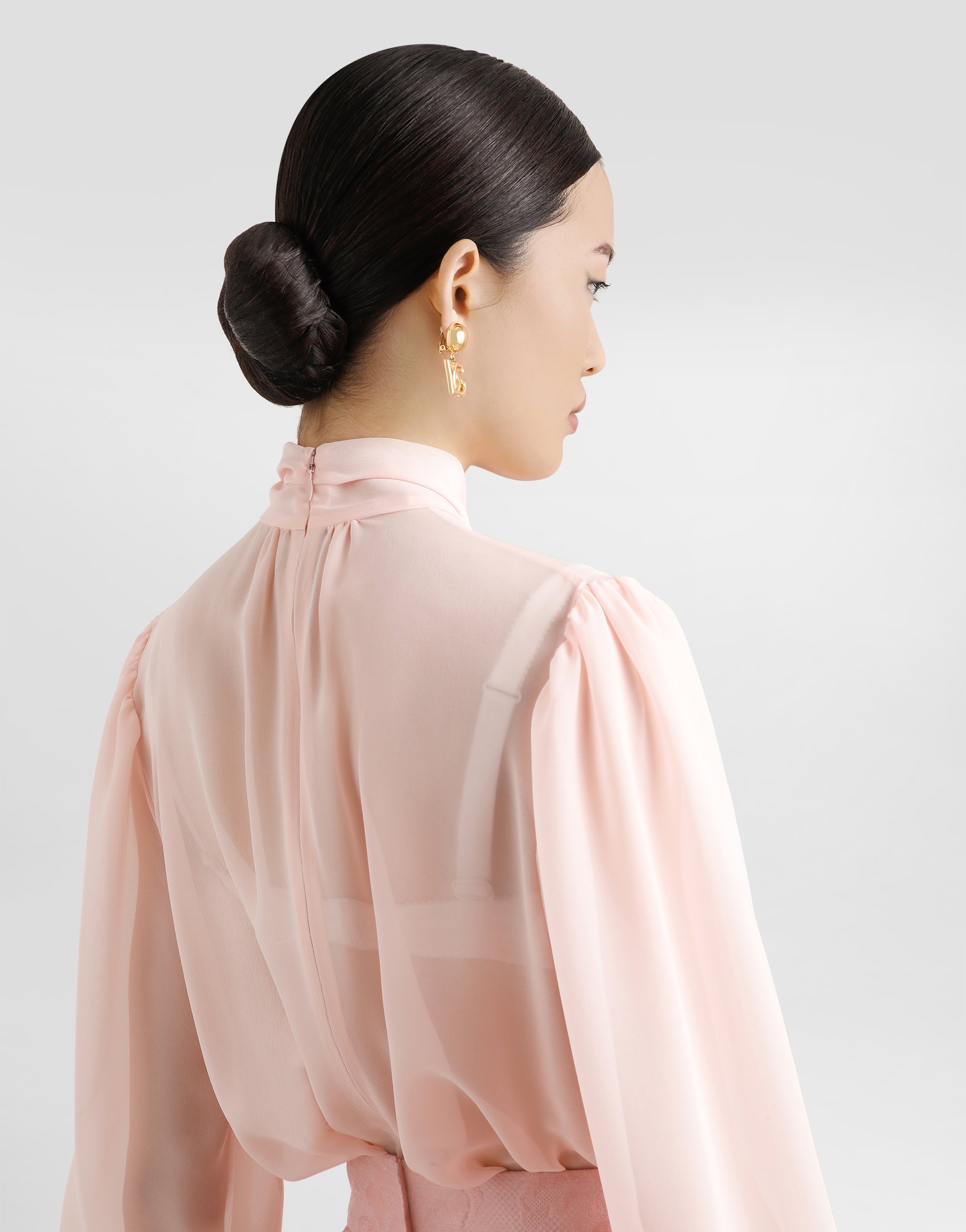 Dolce & Gabbana Silk Georgette Bow-detail Blouse In Pink