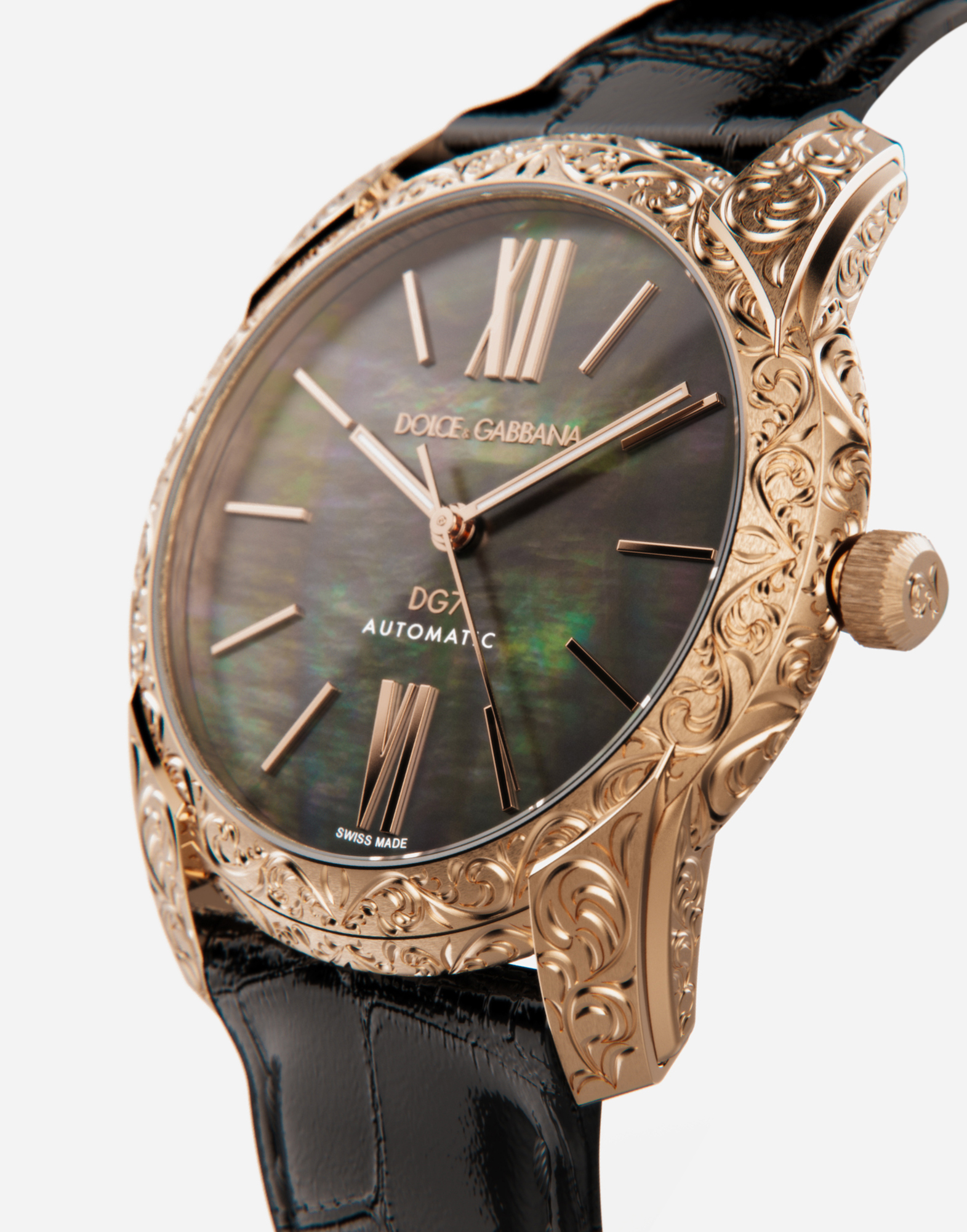 Shop Dolce & Gabbana Gold And Mother-of-pearl Watch In Black