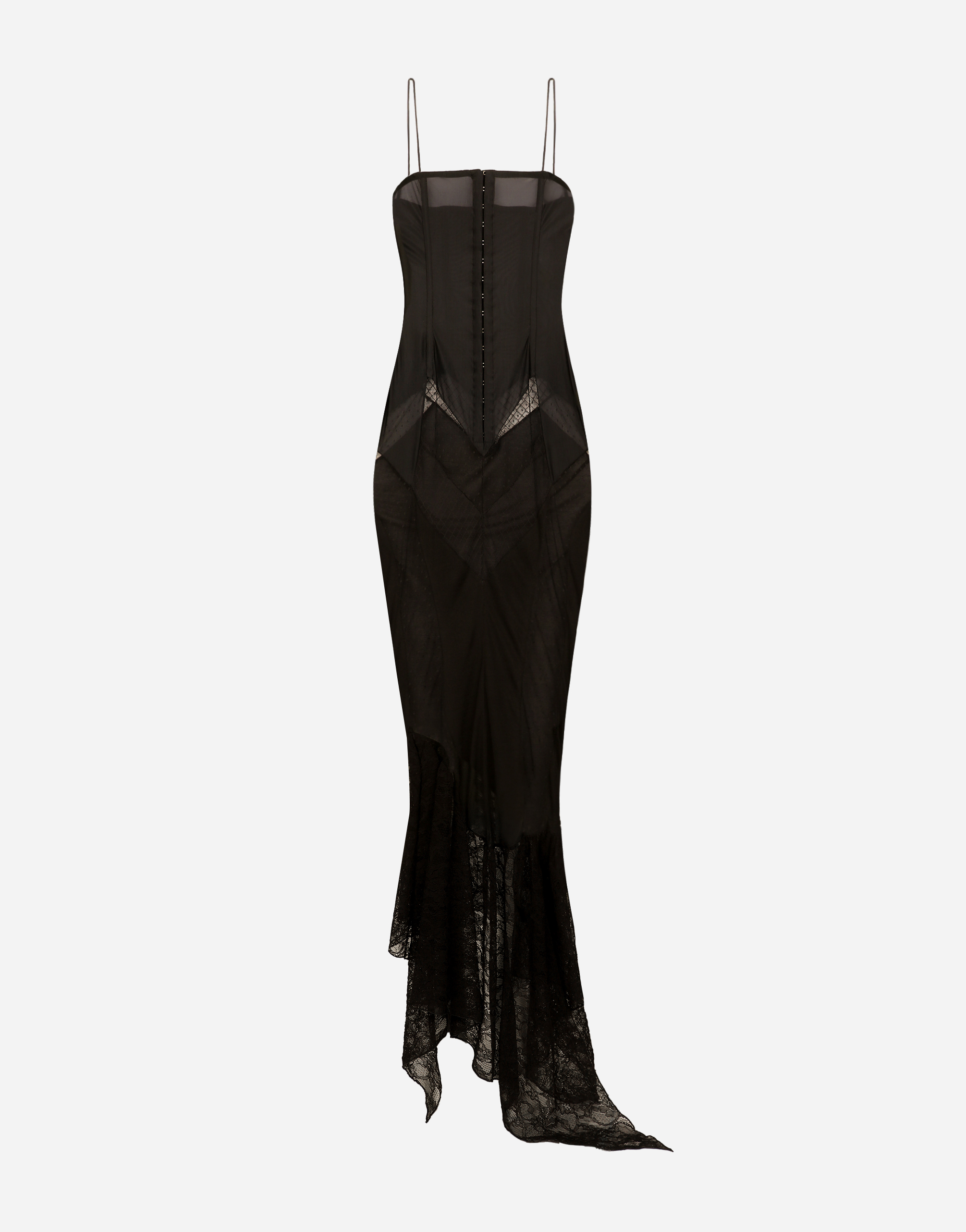 Dolce & Gabbana Strapless Lace Patchwork Dress - Woman Dresses Black Jersey
