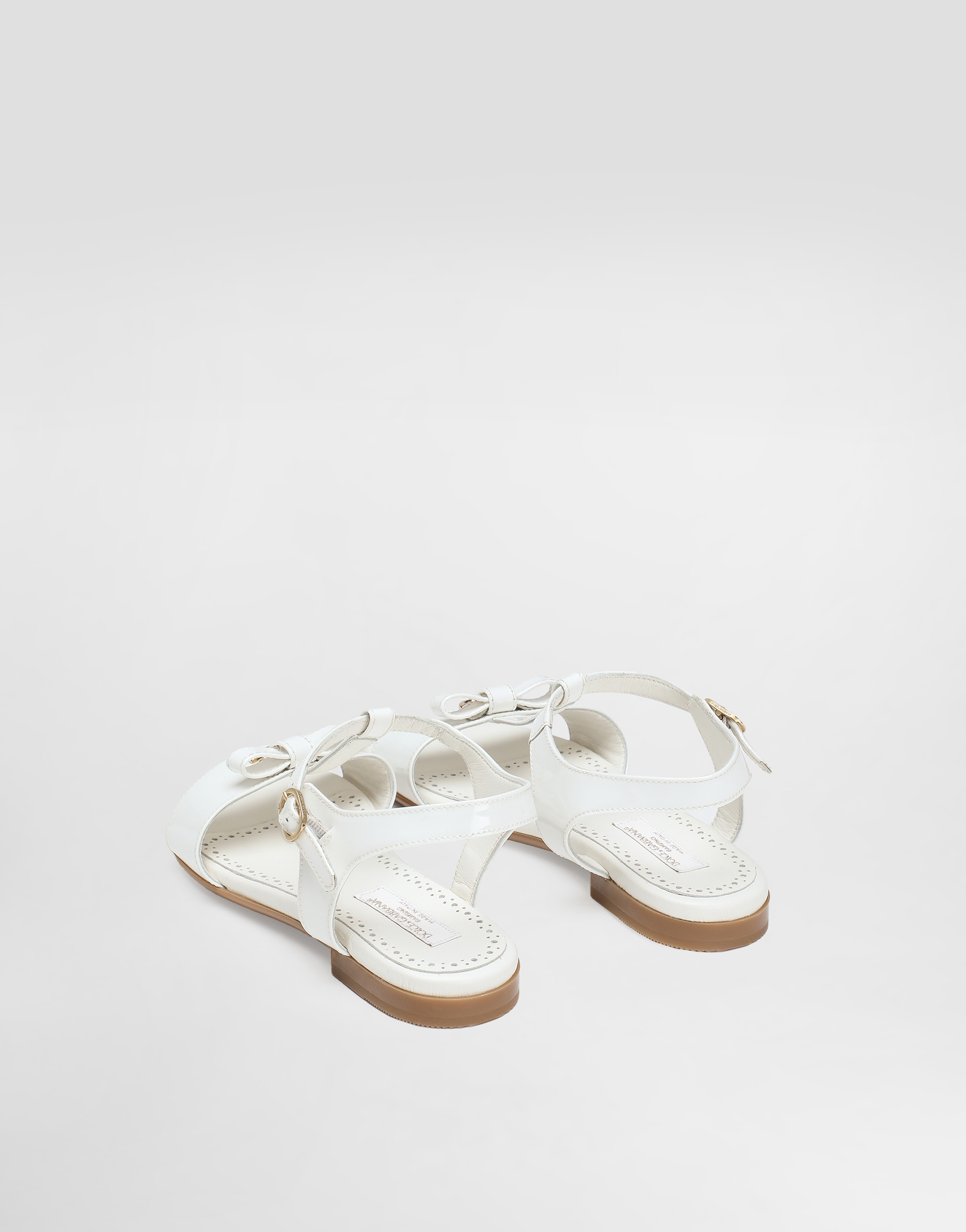 Dolce & Gabbana Patent Leather Sandals With Metal Dg Logo In White