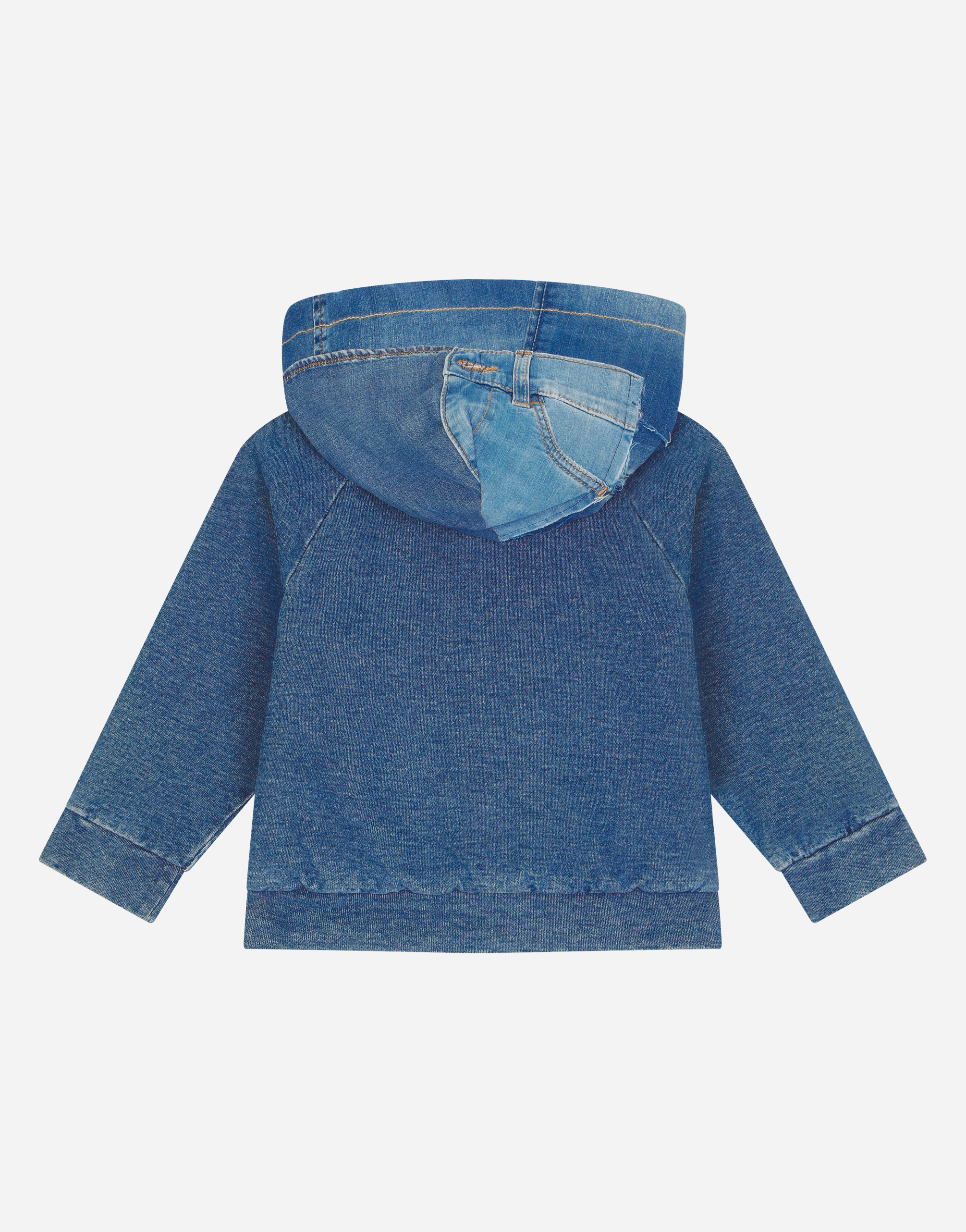 DOLCE & GABBANA ZIP-UP STRETCH JERSEY DENIM HOODIE