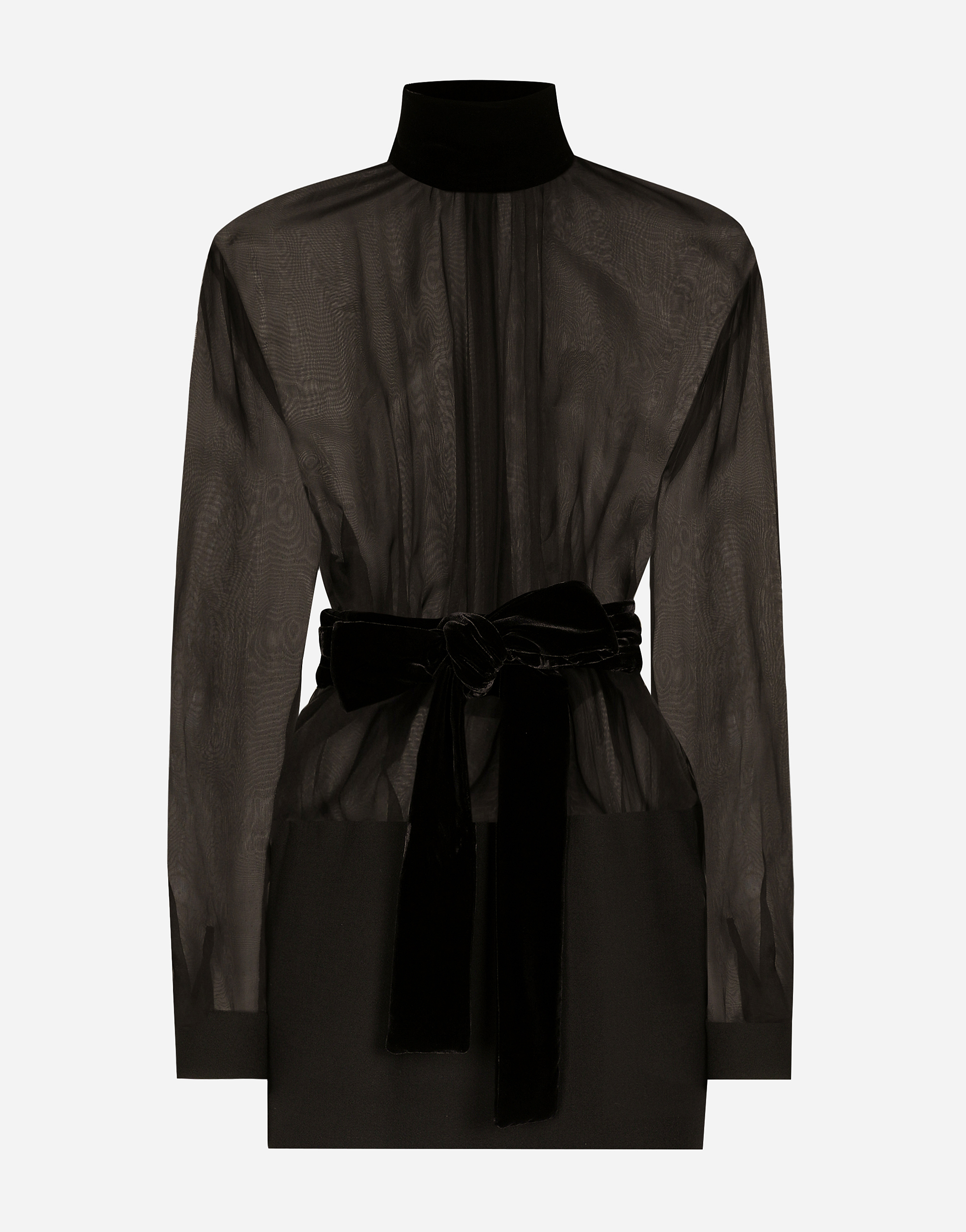 Dolce & Gabbana High Collar Long Sleeve Dress In Black