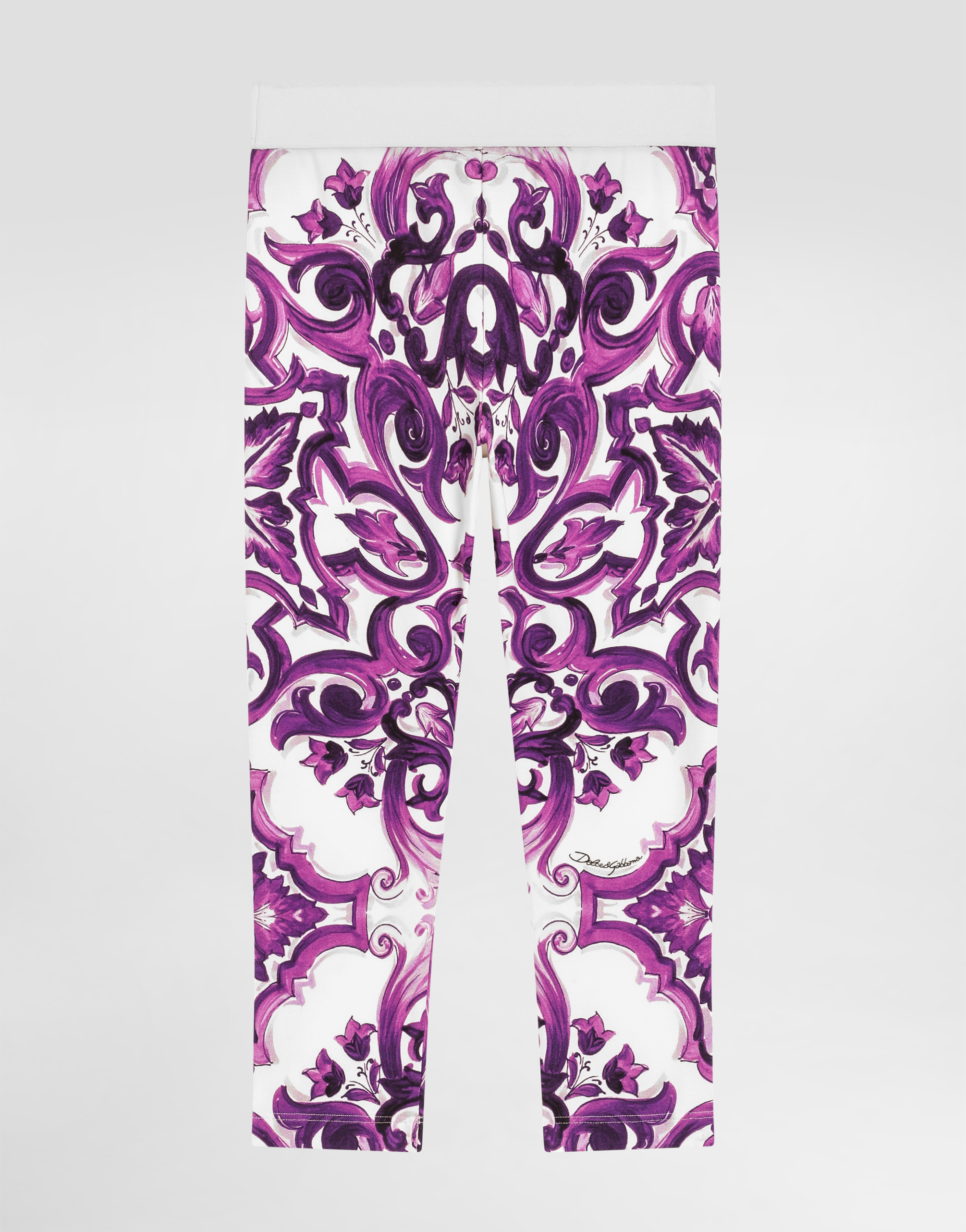 DOLCE & GABBANA MAJOLICA-PRINT INTERLOCK LEGGINGS