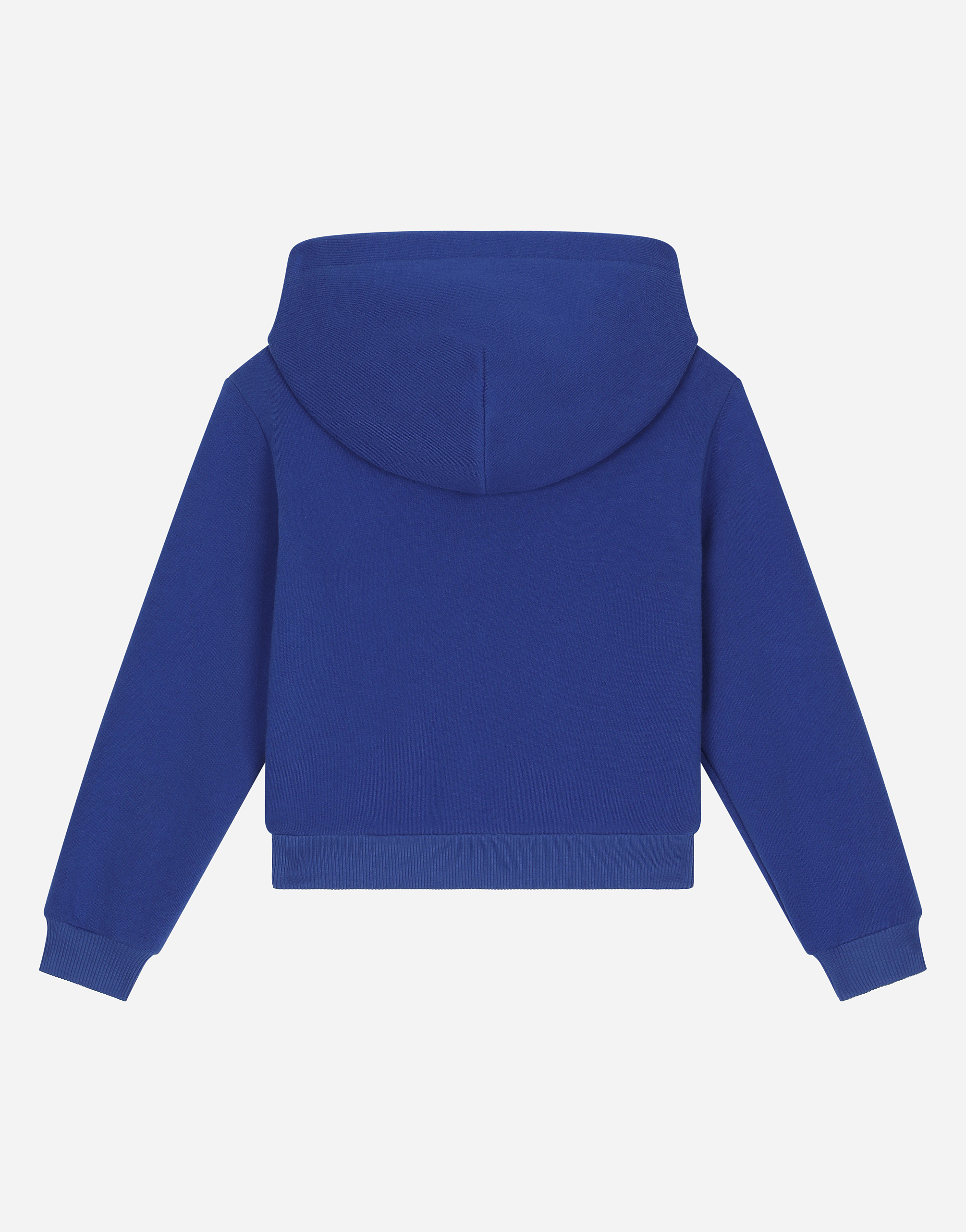 Shop Dolce & Gabbana Zip-up Hoodie With Logo Tag In Blue