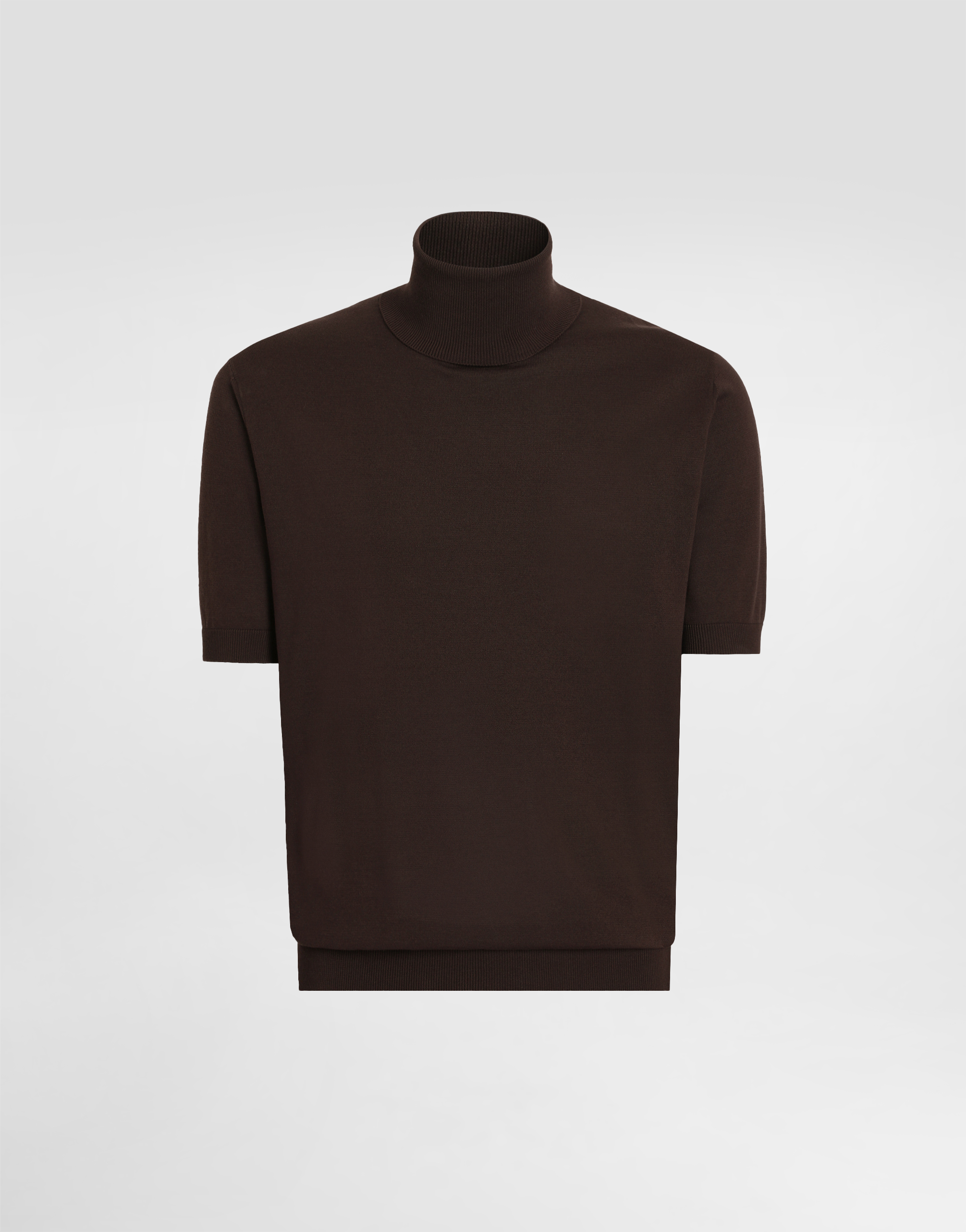Dolce & Gabbana Short-sleeved Cotton Turtleneck Top - Man Sweaters And Cardigans Brown