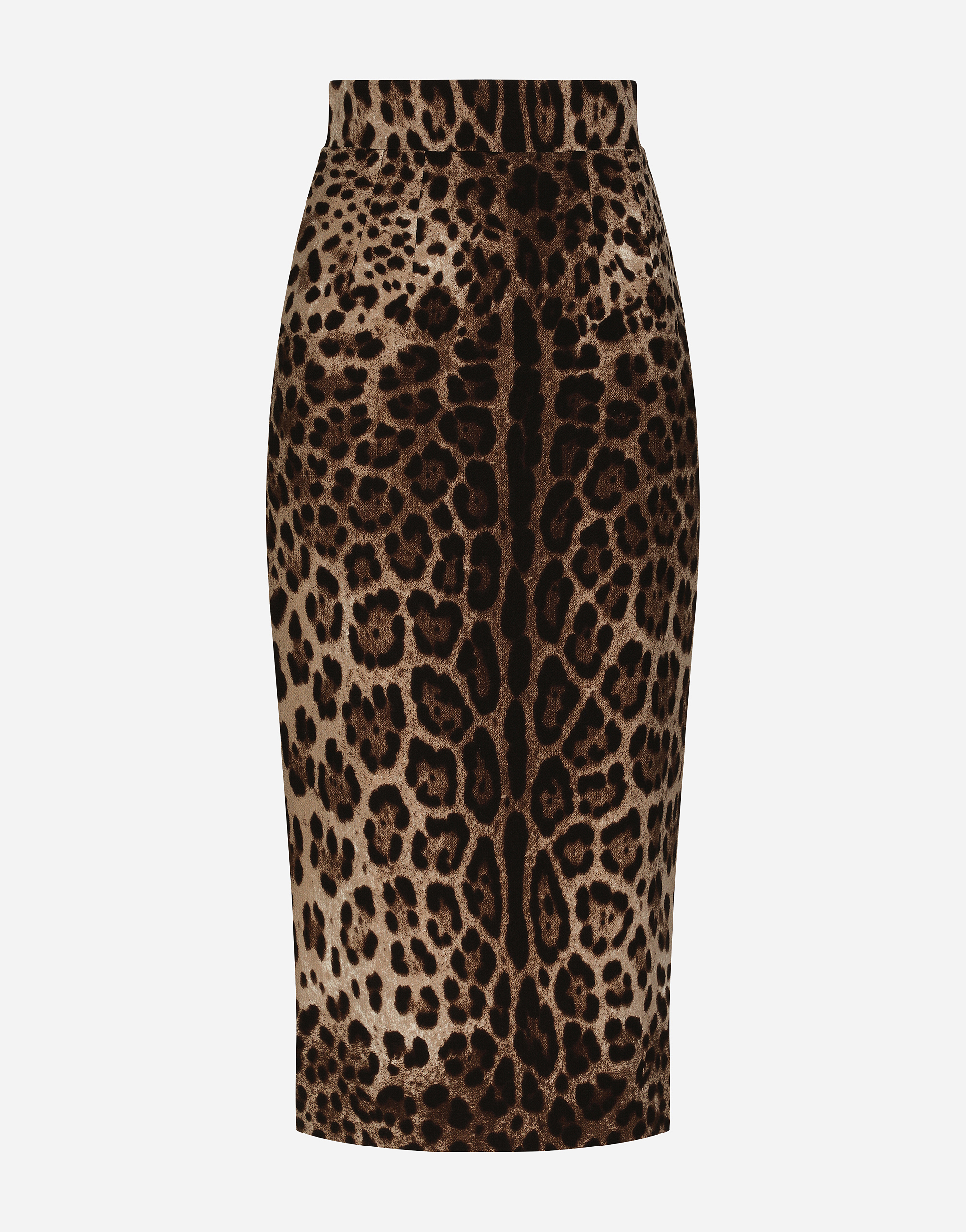 Dolce & Gabbana Leopard-print Double Crepe Calf-length Skirt In Multicolor