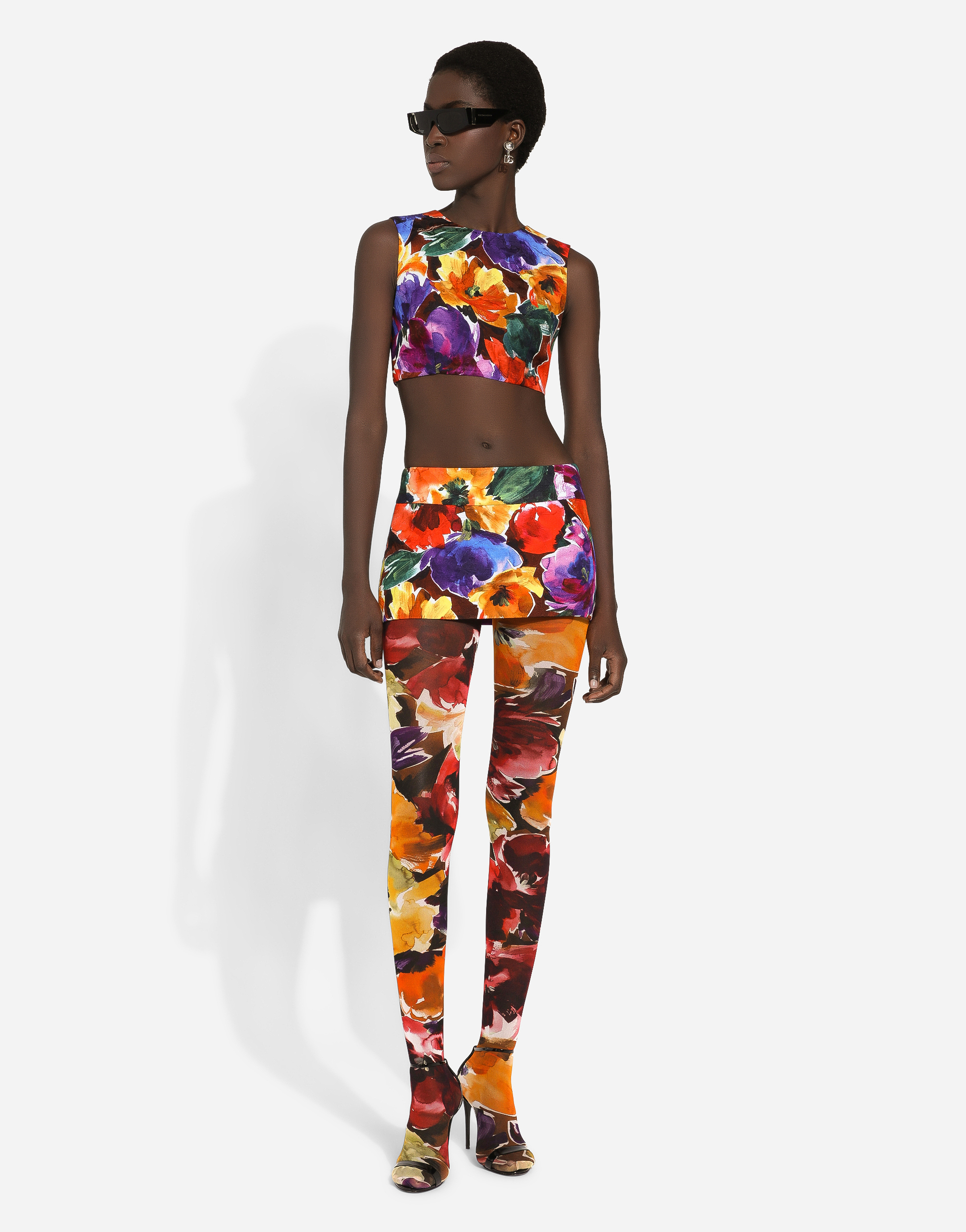 Shop Dolce & Gabbana Brocade Miniskirt With Abstract Flower Print