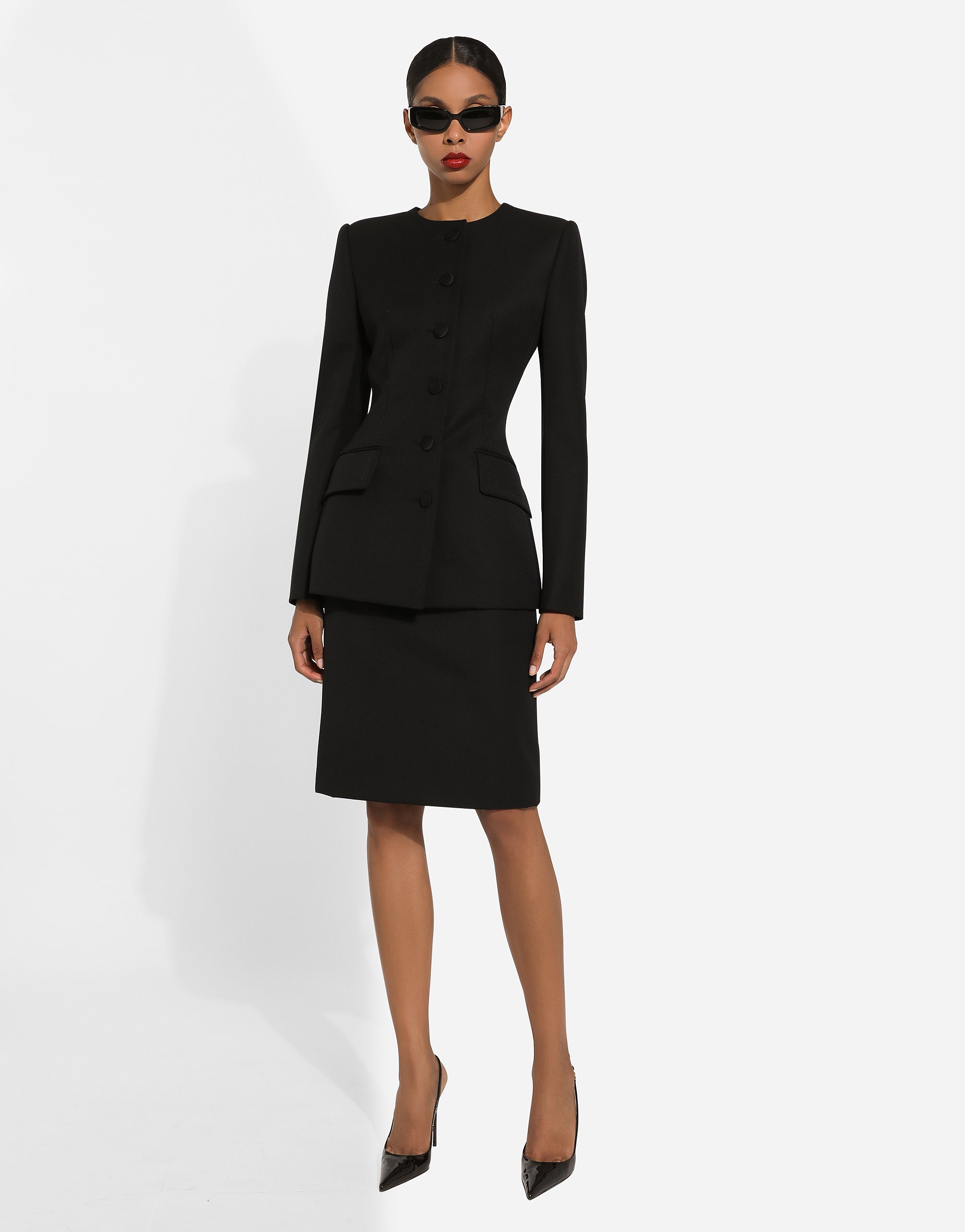 Dolce & Gabbana Single-breasted Tweed Jacket In Black