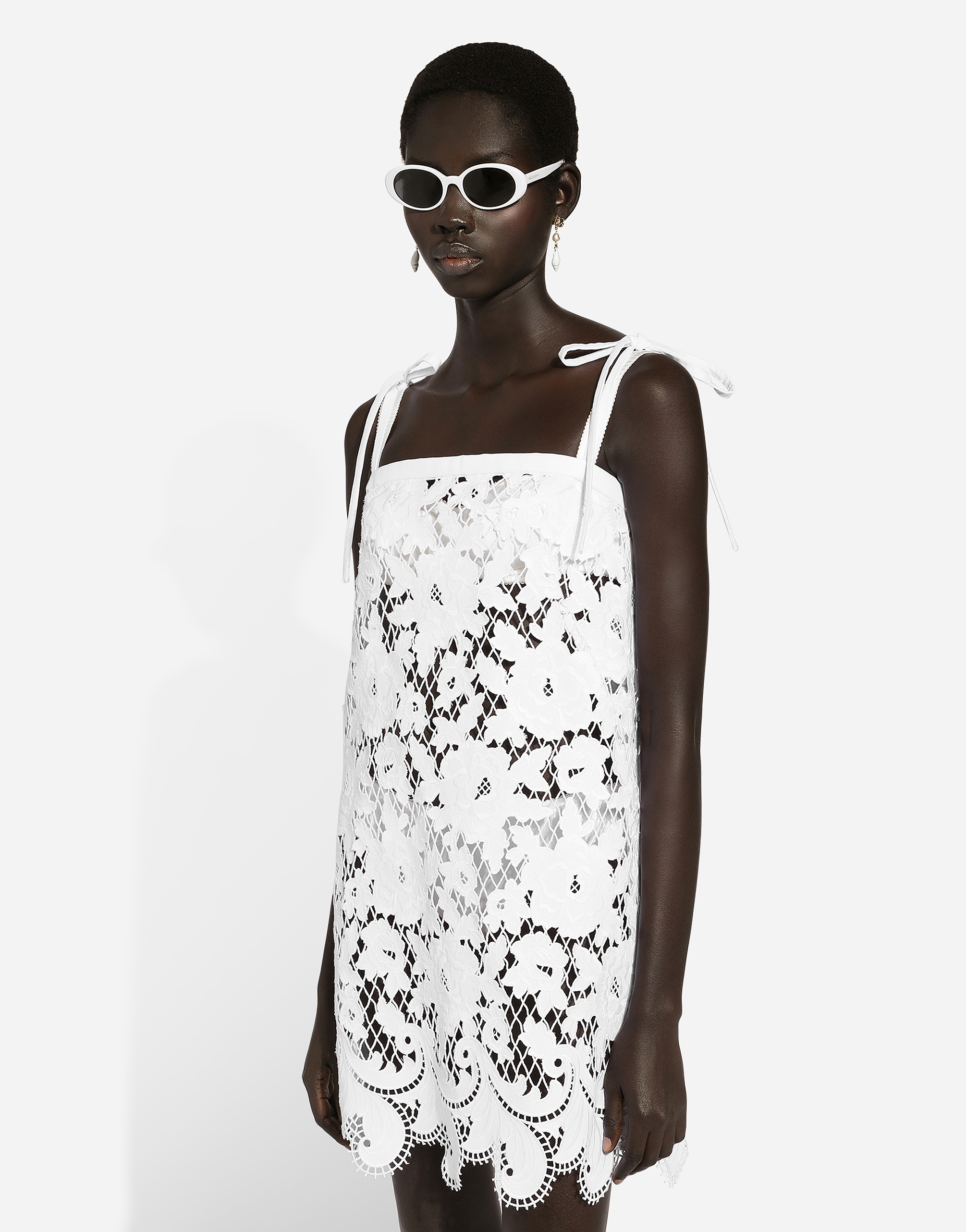 Dolce & Gabbana Minidress With Floral Openwork In ホワイト