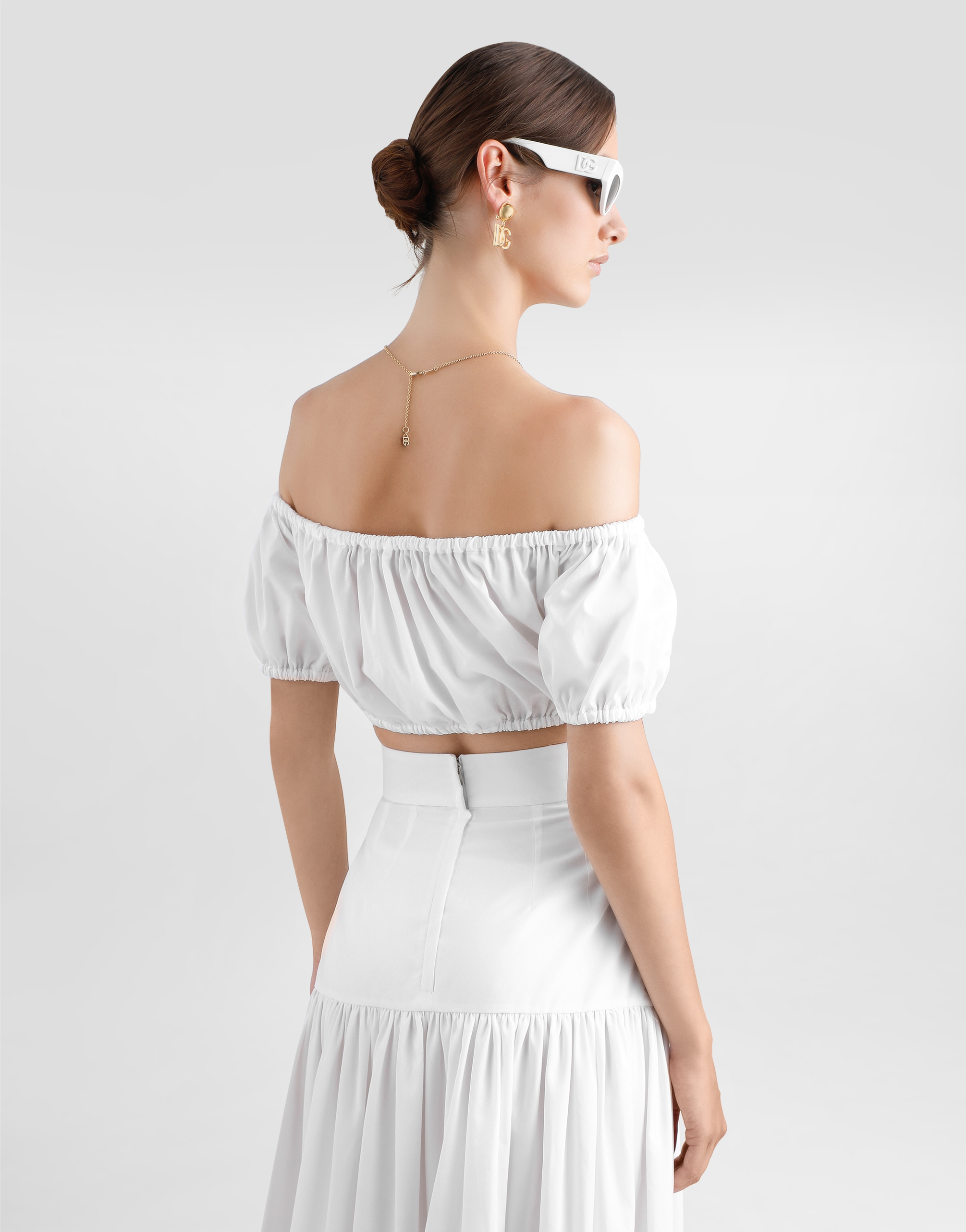 Dolce & Gabbana Cotton Bardot-neck Top In White