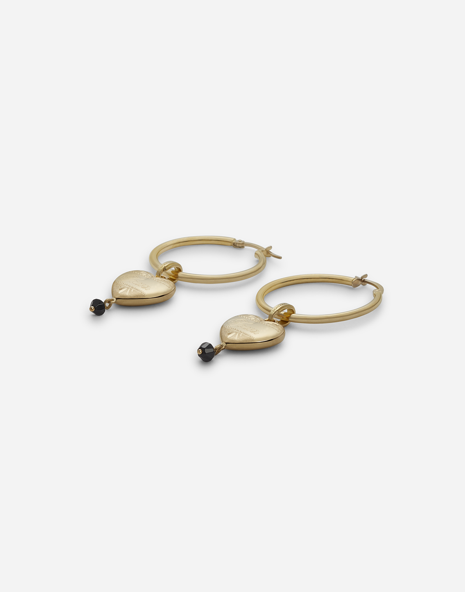 Dolce & Gabbana Hoop Earrings With Heart Pendant In Gold