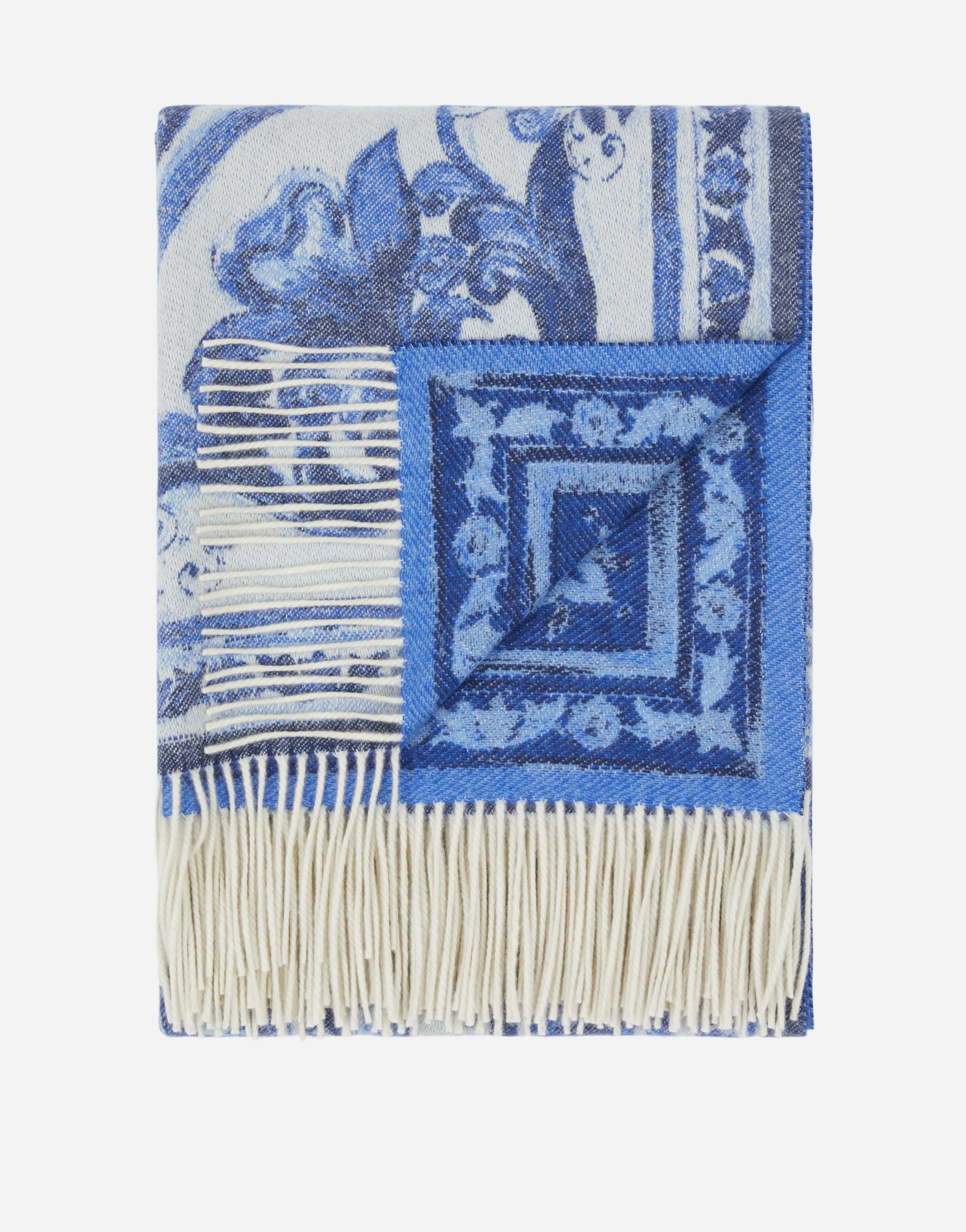 Dolce & Gabbana Cashmere Jacquard Blanket Multicolor Unisex Onesize In Multicolor