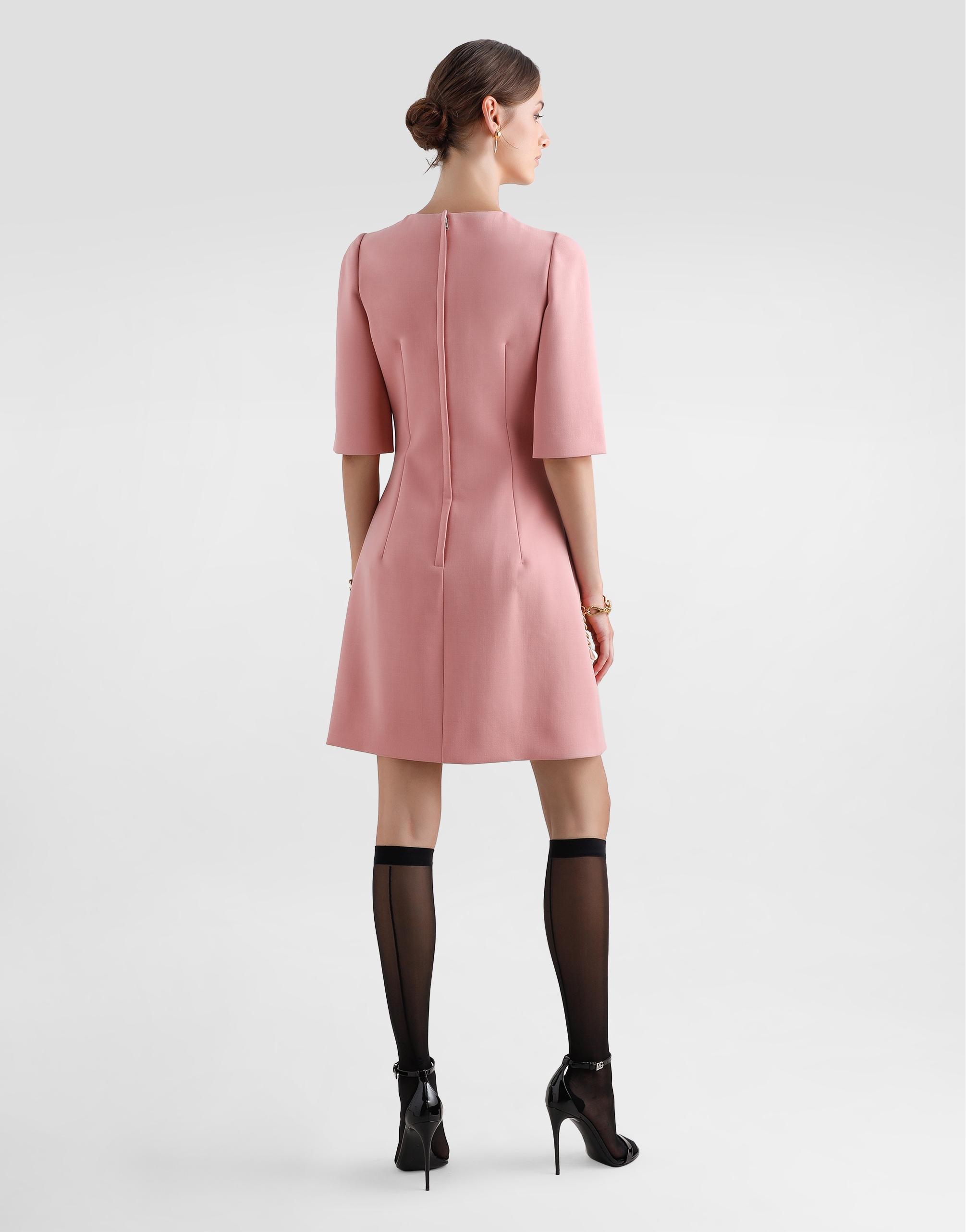 Dolce & Gabbana Wool Mini Dress In Pink