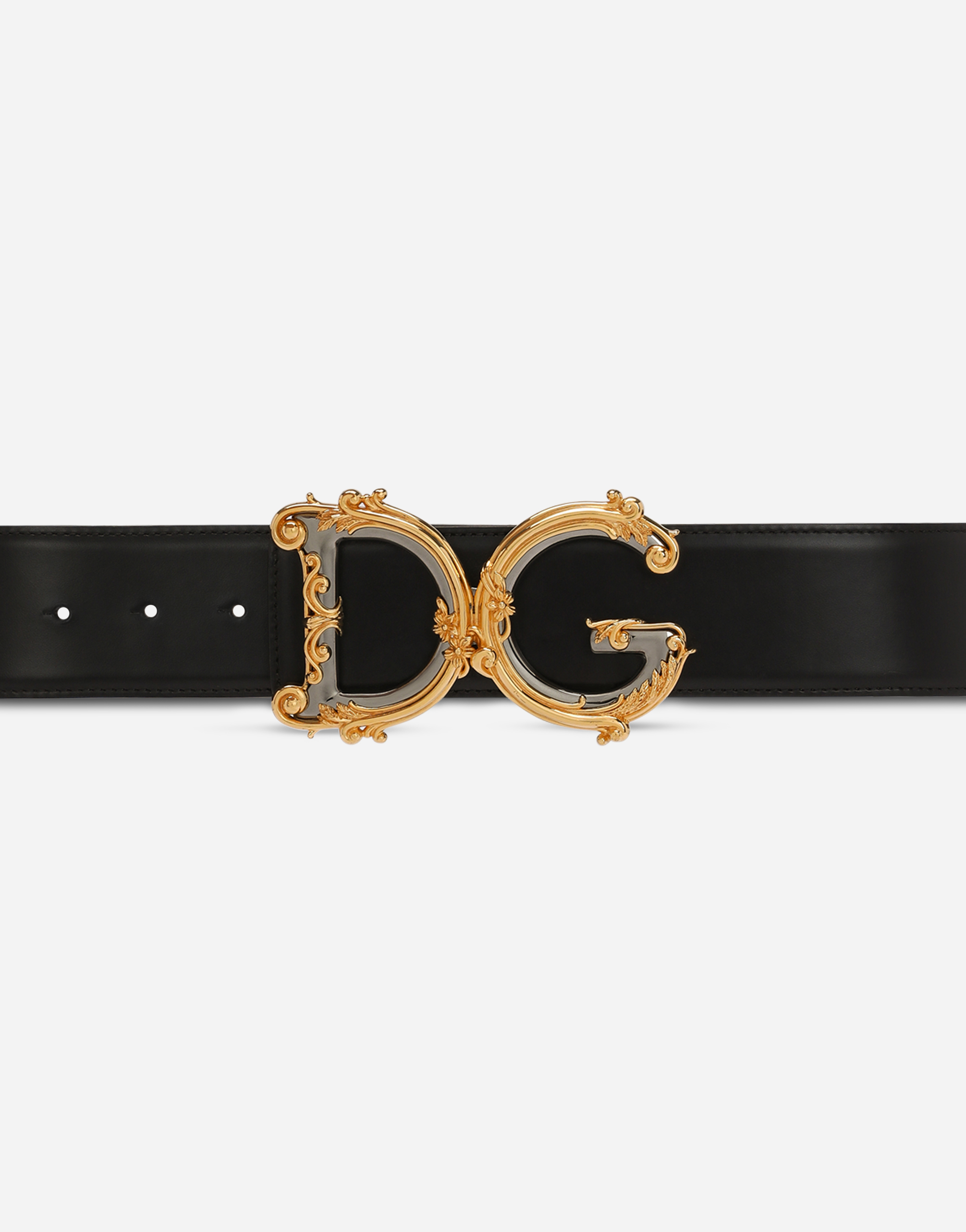 Shop Dolce & Gabbana Calfskin Belt With Logo In Black