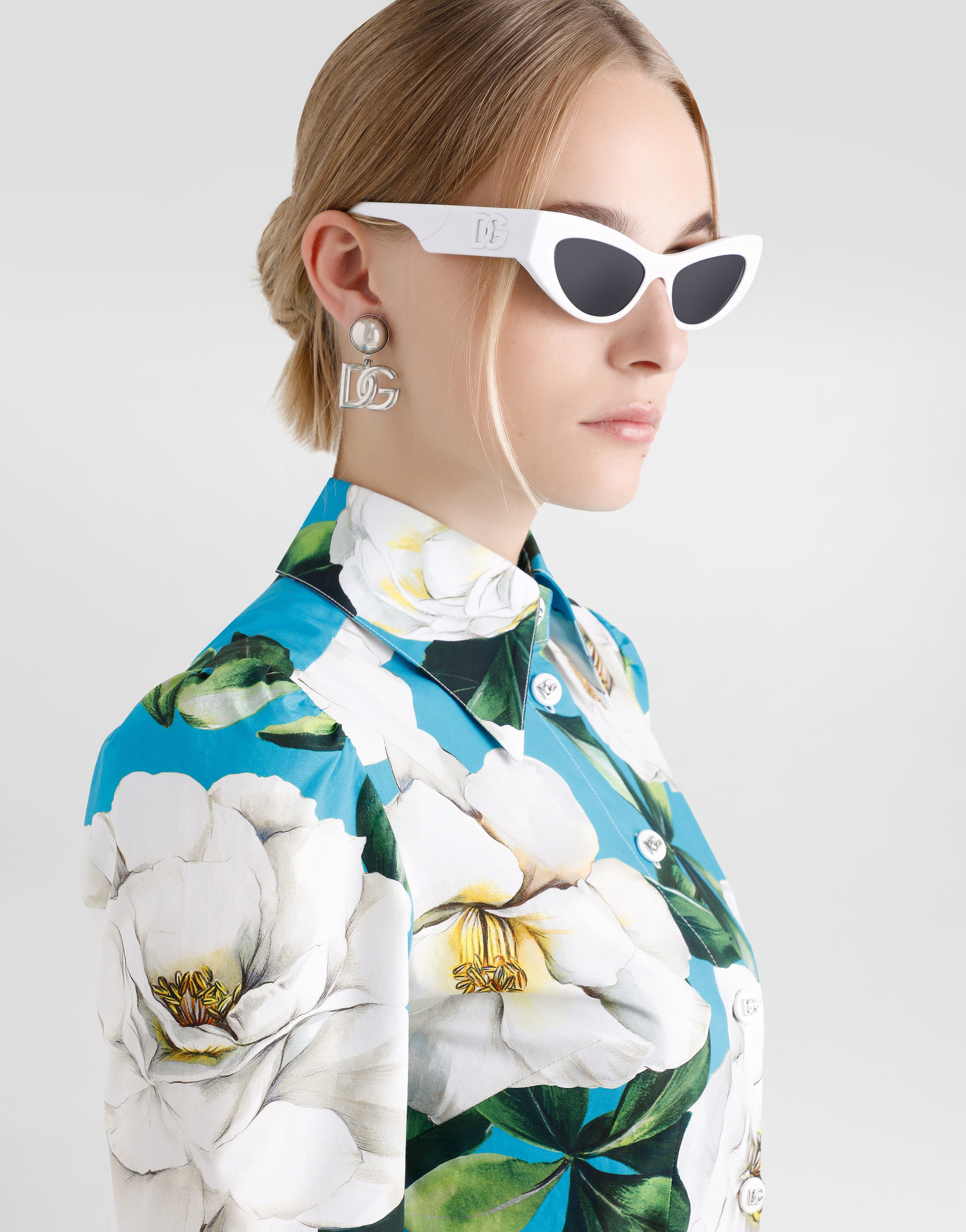 Dolce & Gabbana Short Cotton Corset Dress With Bouquet Print In Print