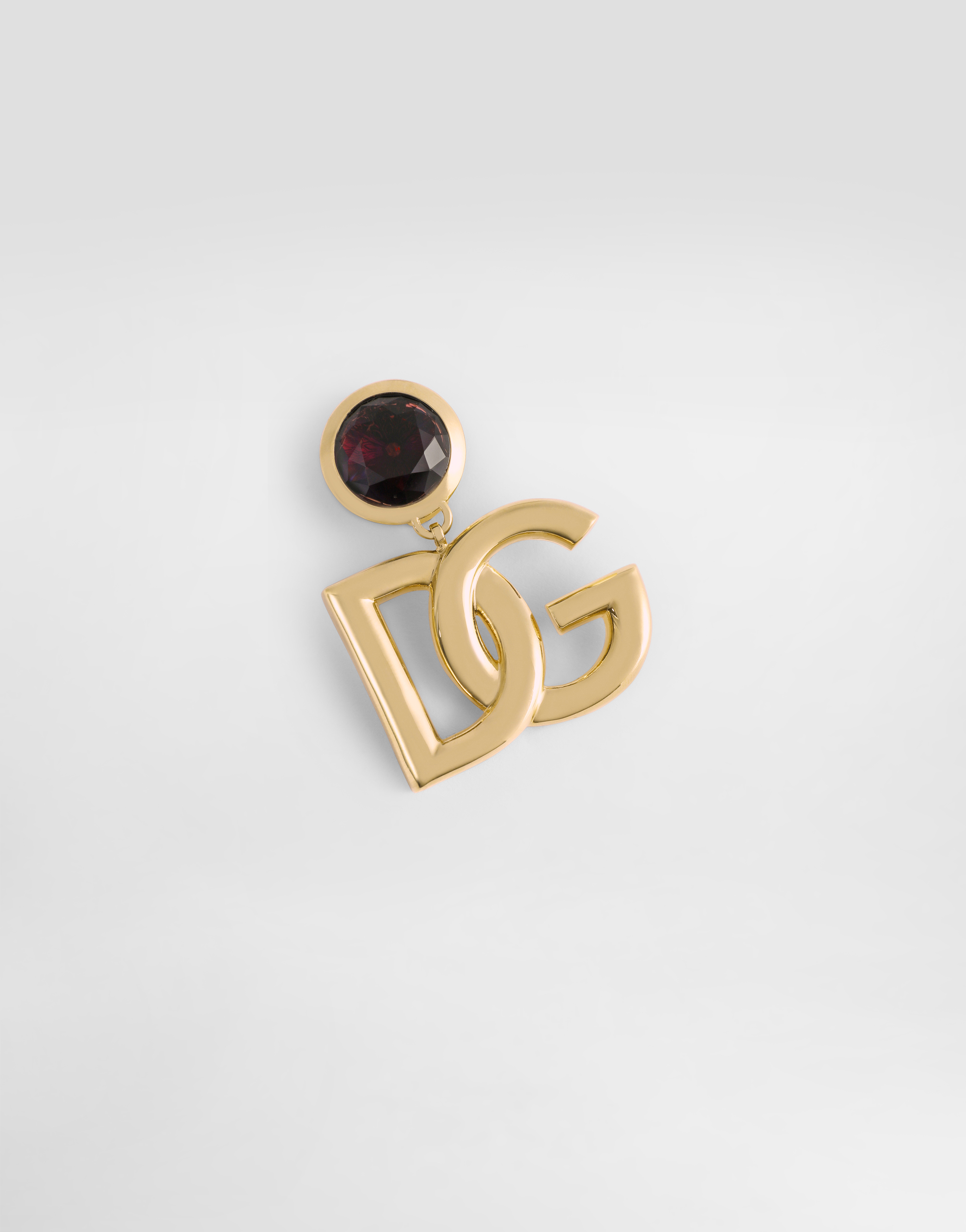 Dolce & Gabbana Logo Gemstone Accent Clip Earrings In Gold