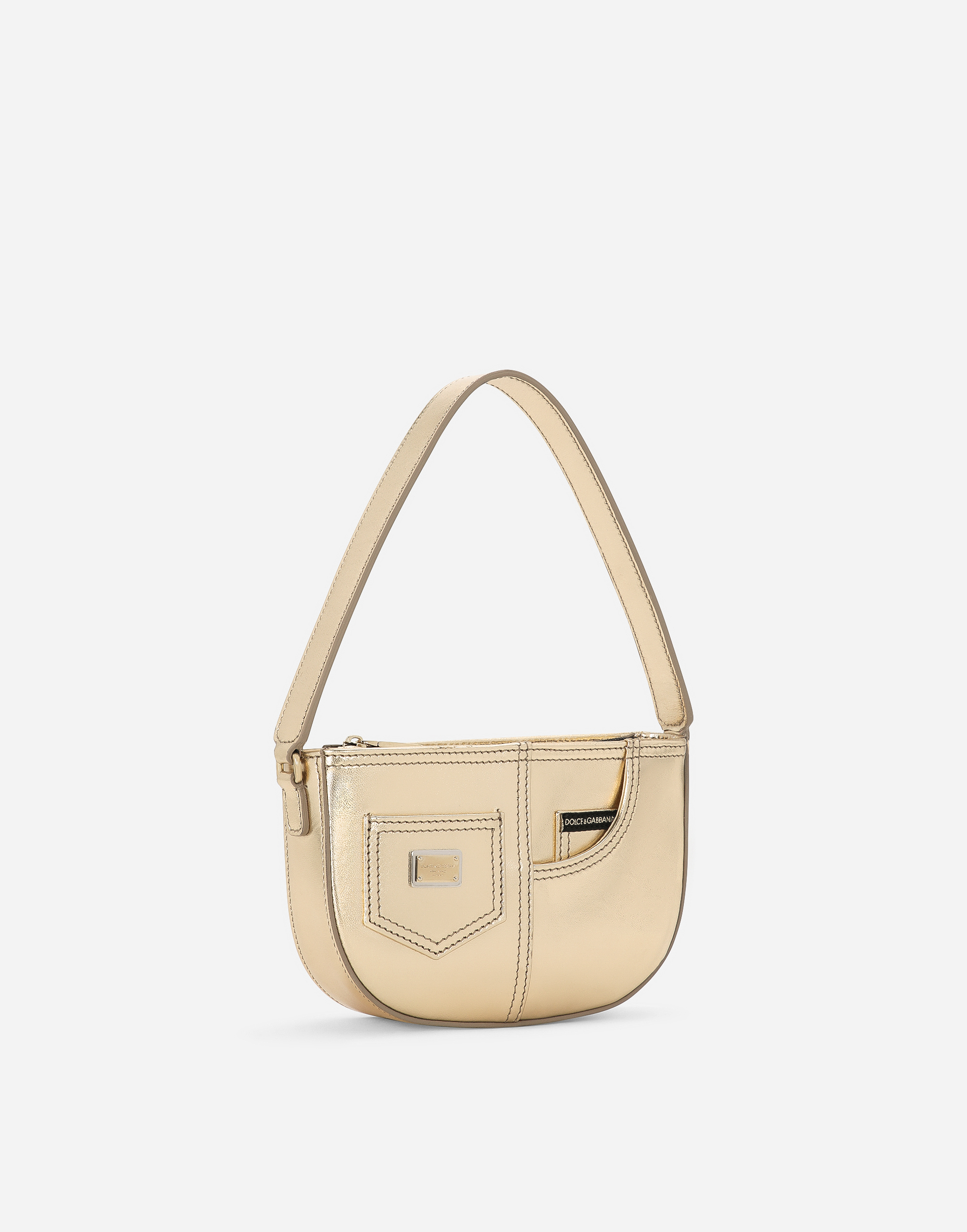 Shop Dolce & Gabbana Foiled Nappa Leather Dg Girlie Handbag In Gold