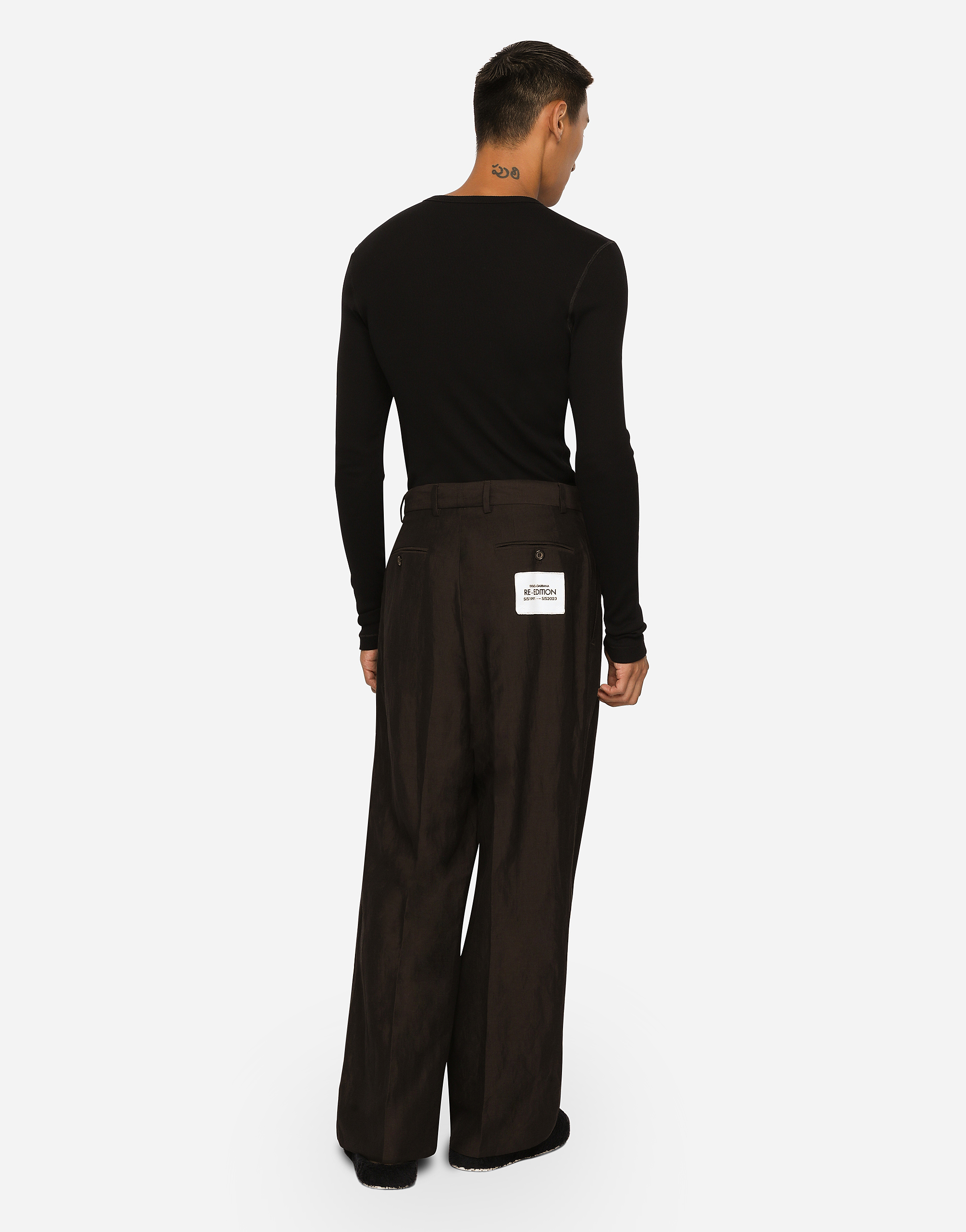 DOLCE & GABBANA TAILORED VISCOSE AND LINEN PANTS