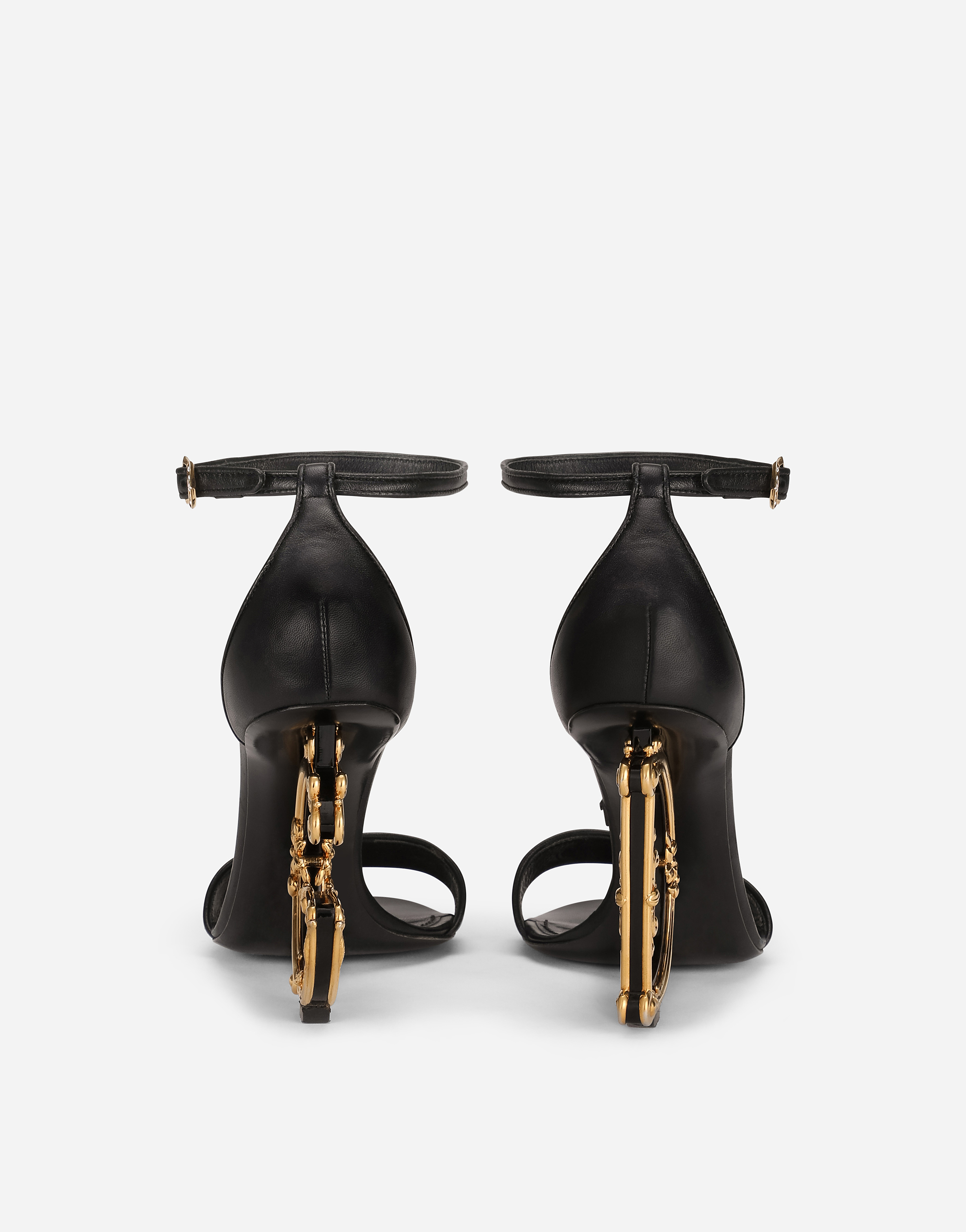 Shop Dolce & Gabbana Nappa Leather Sandals With Baroque Dg Detail In Black
