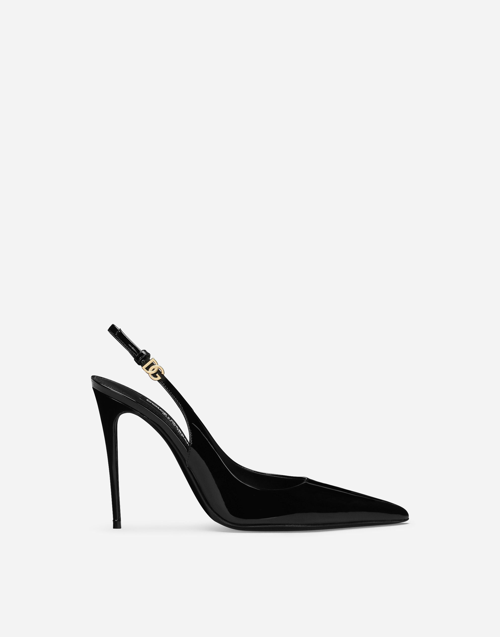 Dolce & Gabbana Patent Leather Slingbacks In Black
