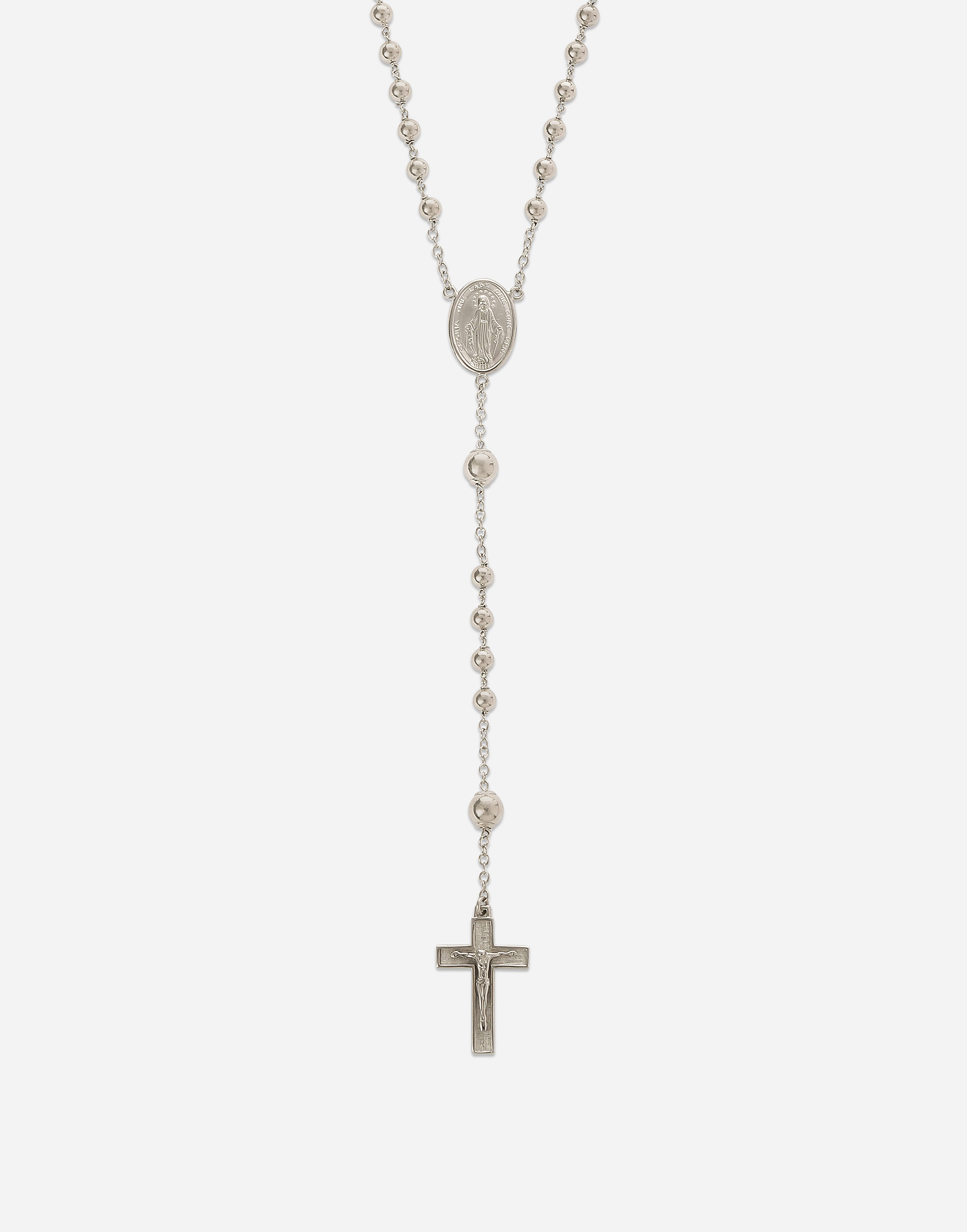DOLCE & GABBANA TRADITION WHITE GOLD ROSARY NECKLACE 