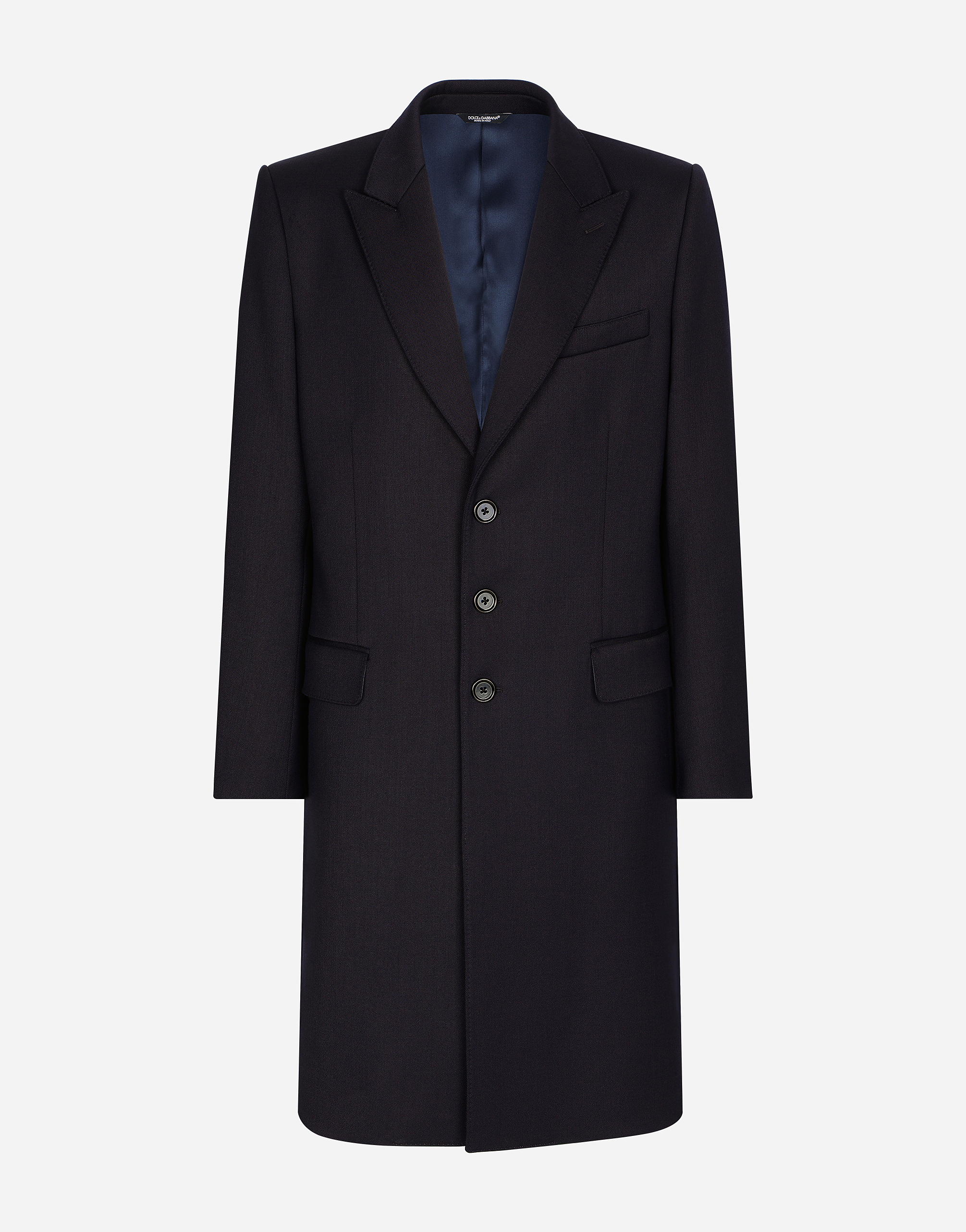Dolce & Gabbana Single-breasted Technical Stretch Wool Coat In Blue